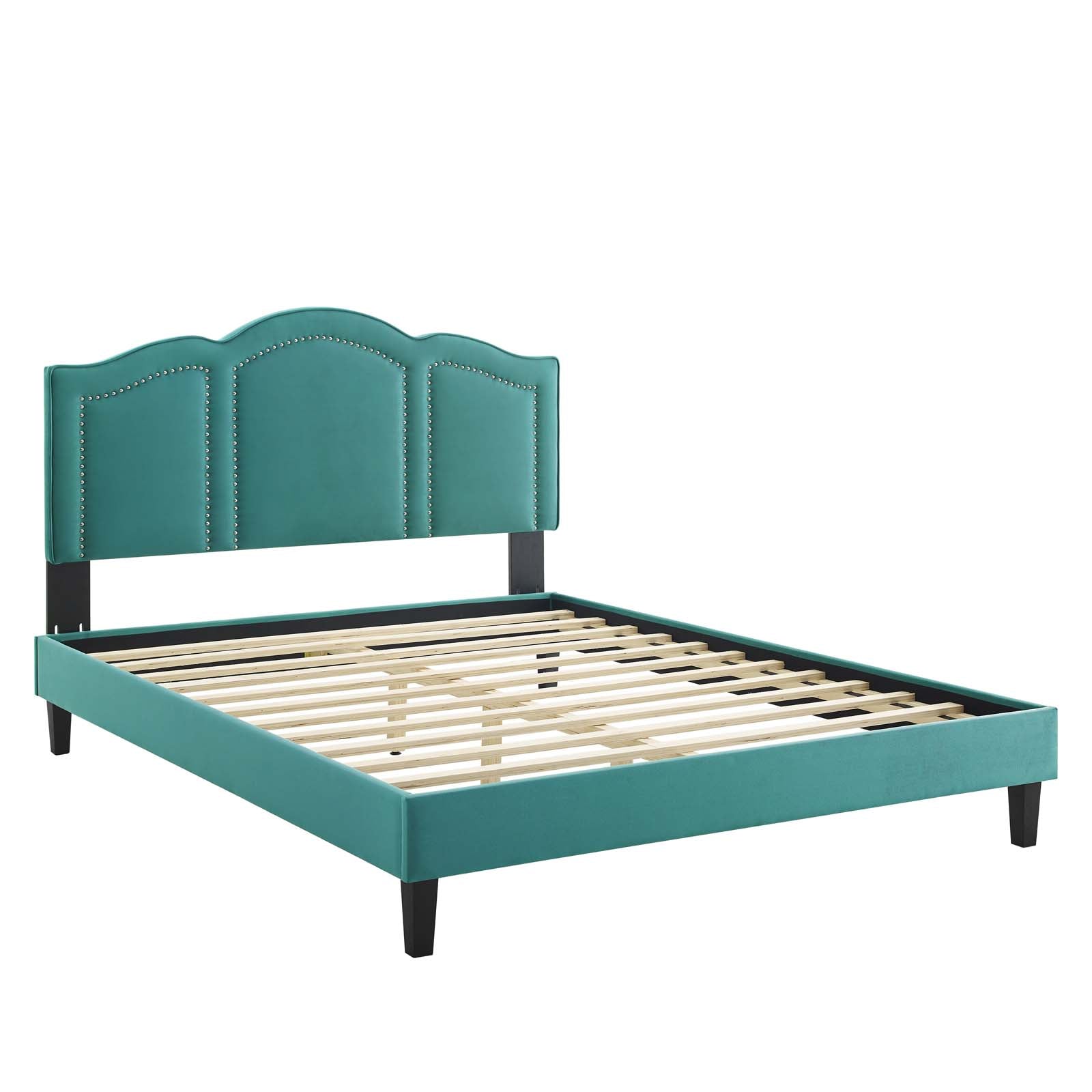 Modway Headboards - Emerson Performance Velvet Queen Platform Bed Teal