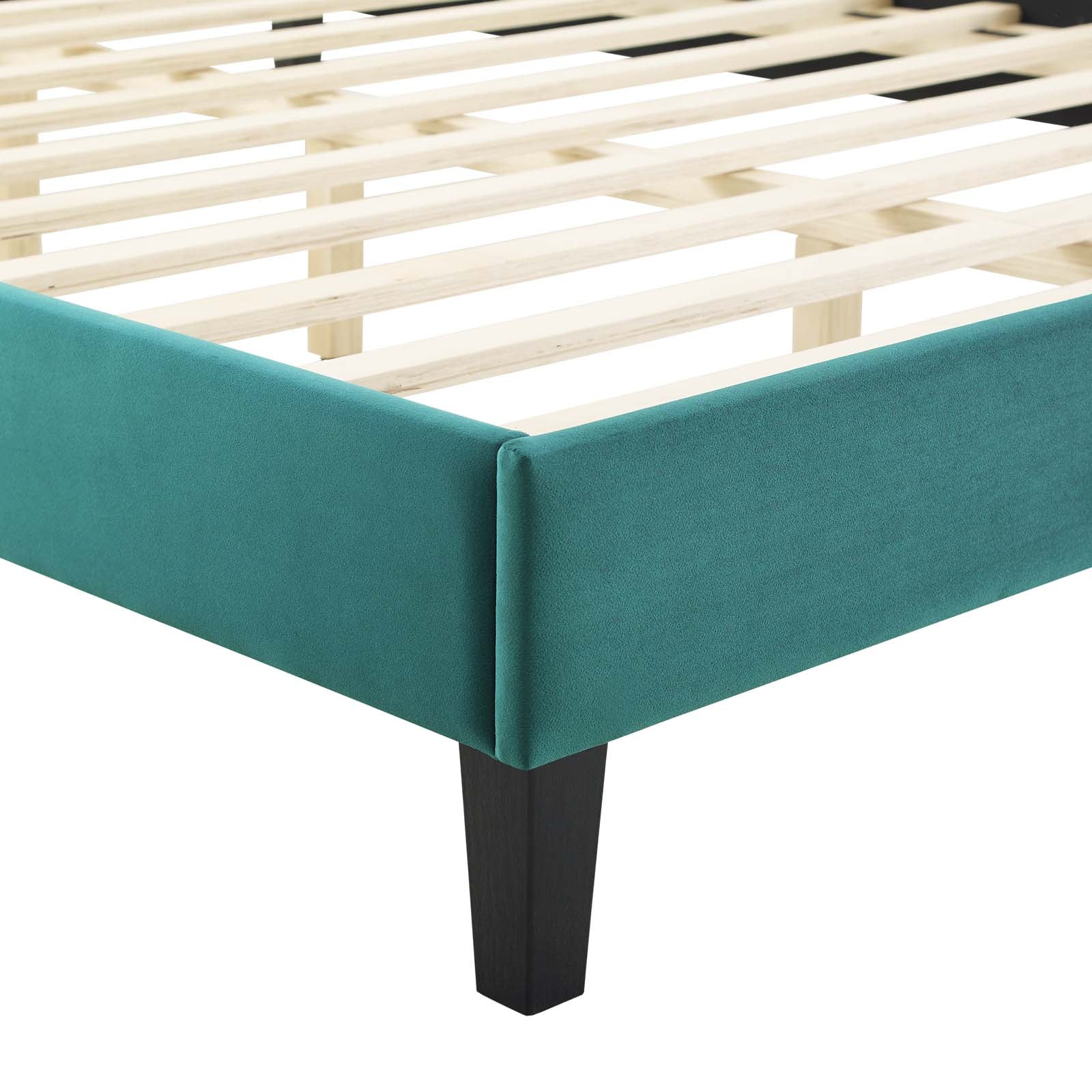 Modway Headboards - Emerson Performance Velvet Queen Platform Bed Teal