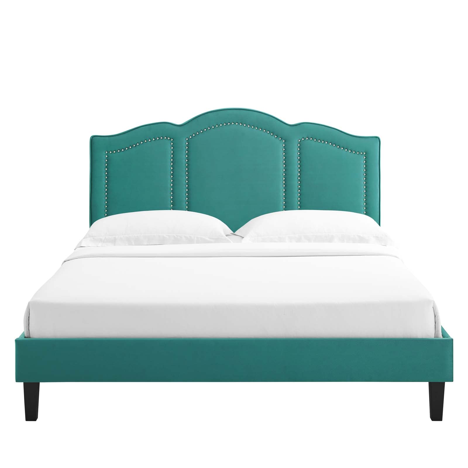 Modway Headboards - Emerson Performance Velvet Queen Platform Bed Teal