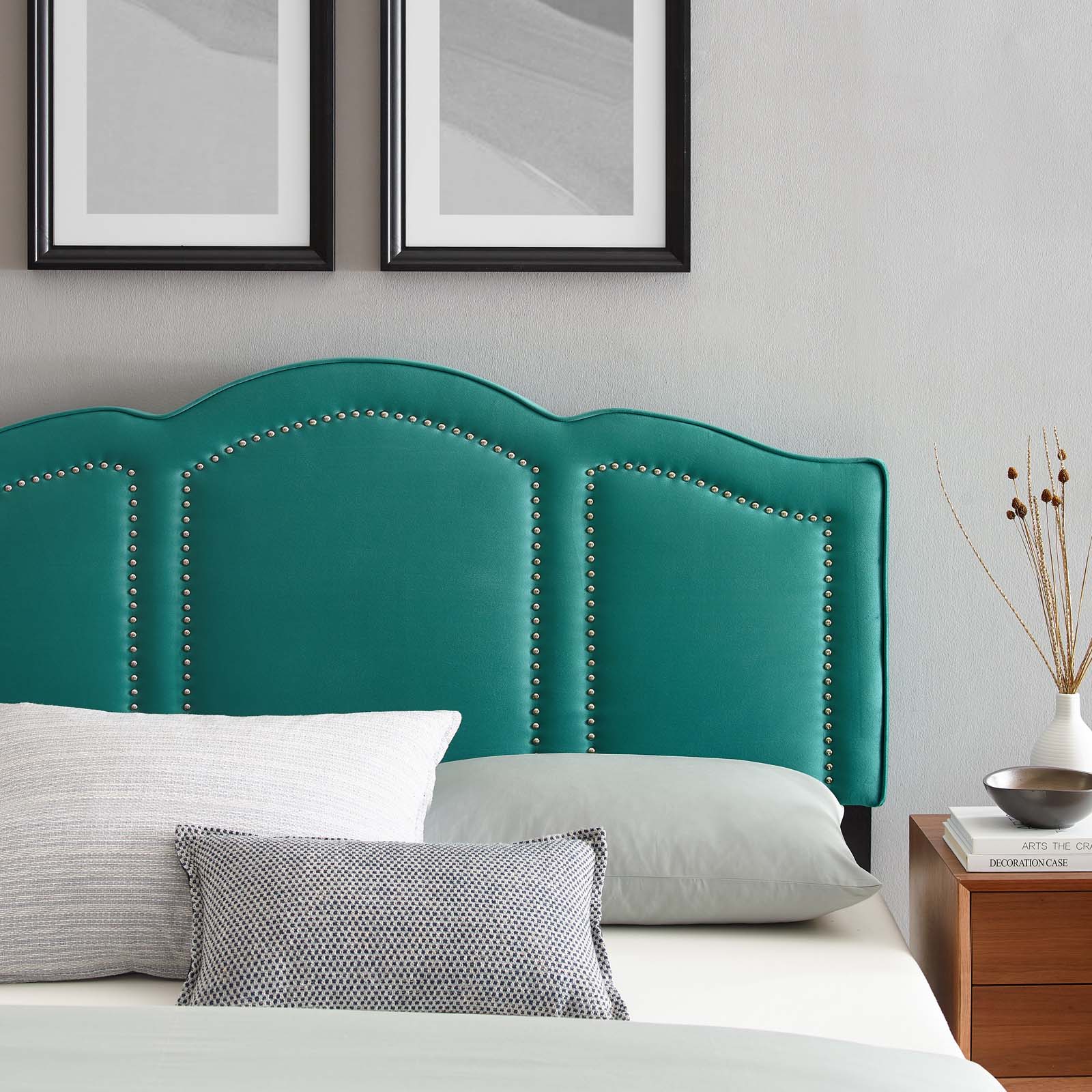 Modway Headboards - Emerson Performance Velvet Queen Platform Bed Teal