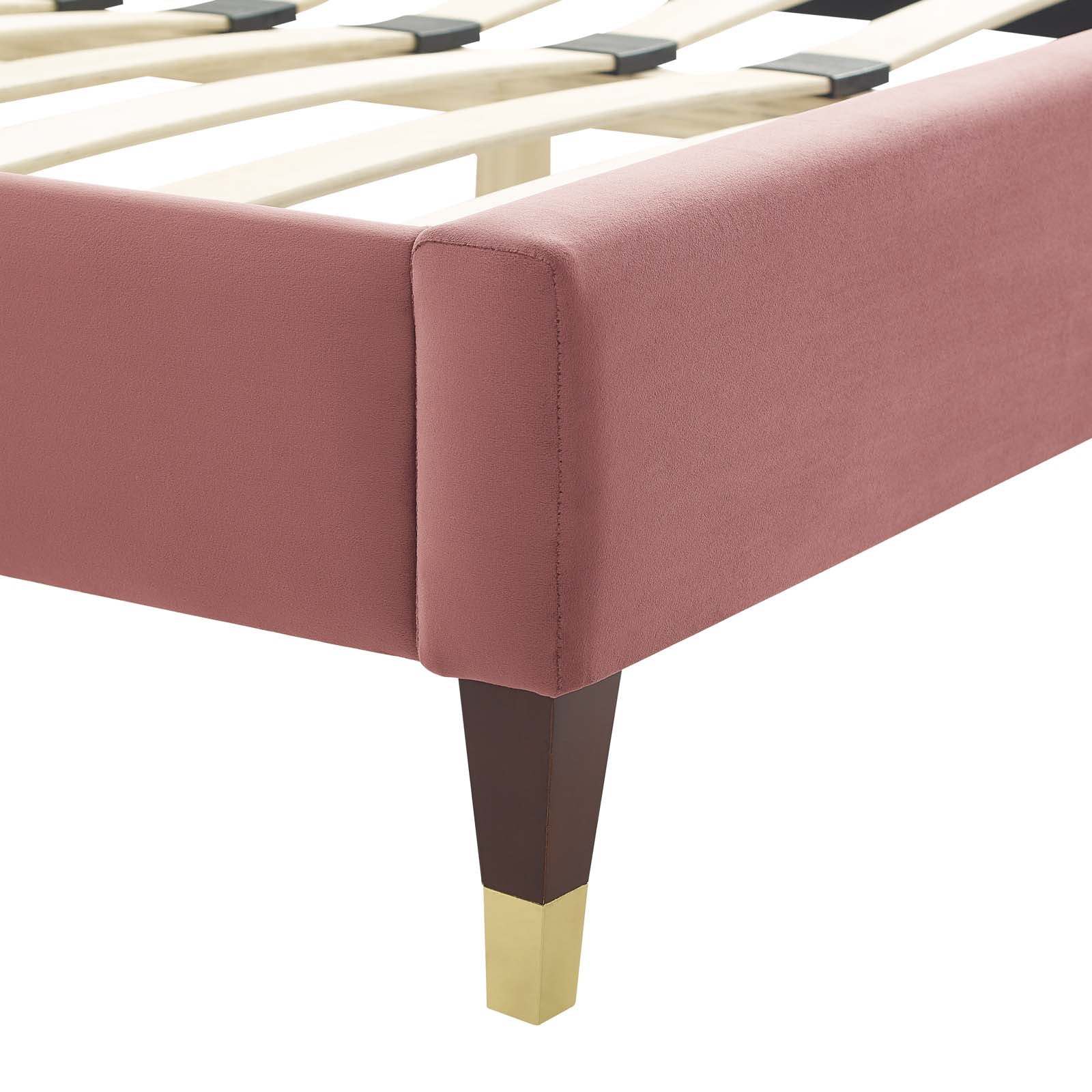 Modway Beds - Peyton Performance Velvet Queen Platform Bed Dusty Rose