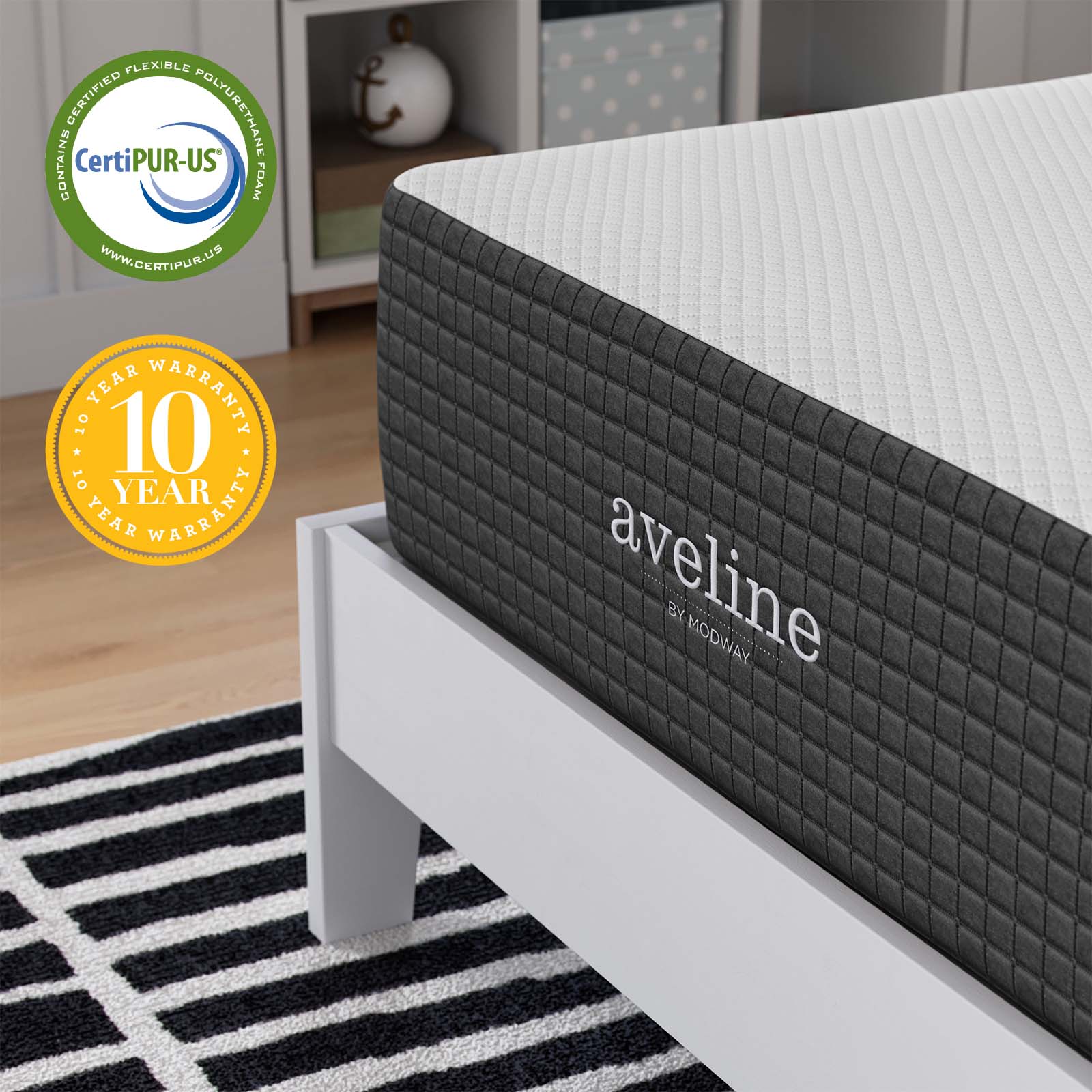 Modway Mattresses - Aveline 12" Memory Foam Twin Mattress White