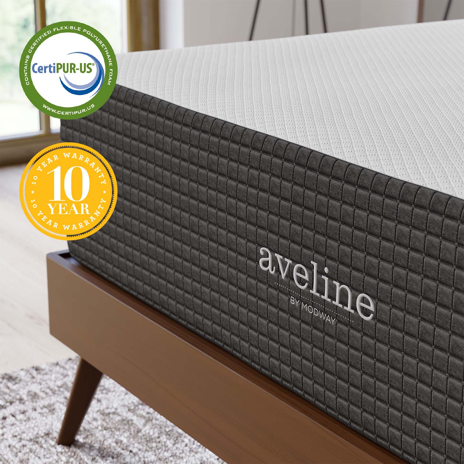 Modway Mattresses - Aveline 14" Memory Foam Queen Mattress White
