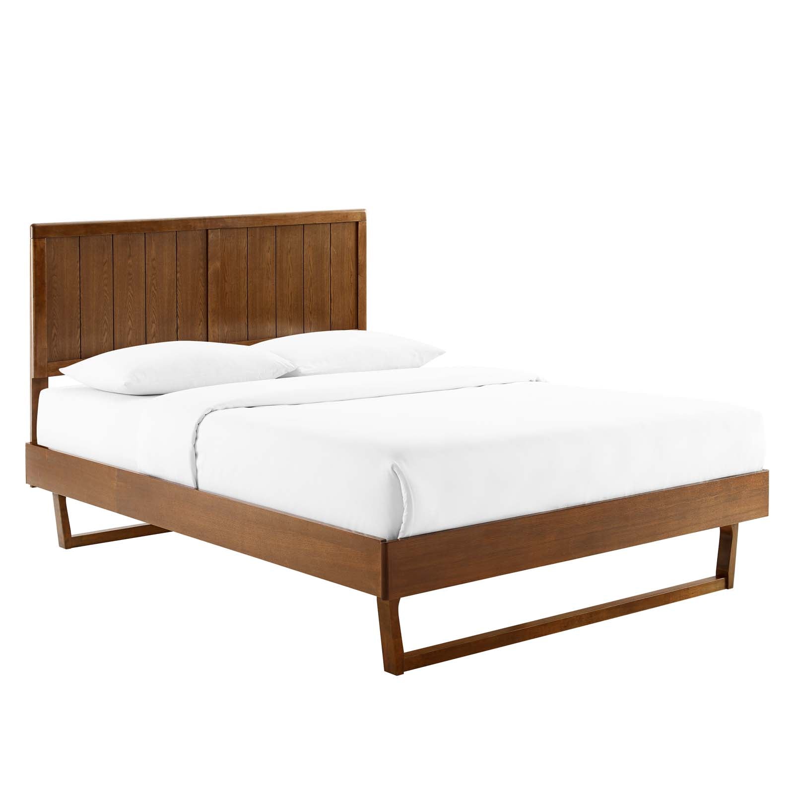 Modway Beds - Alana King Wood Platform Bed With Angular Frame Walnut