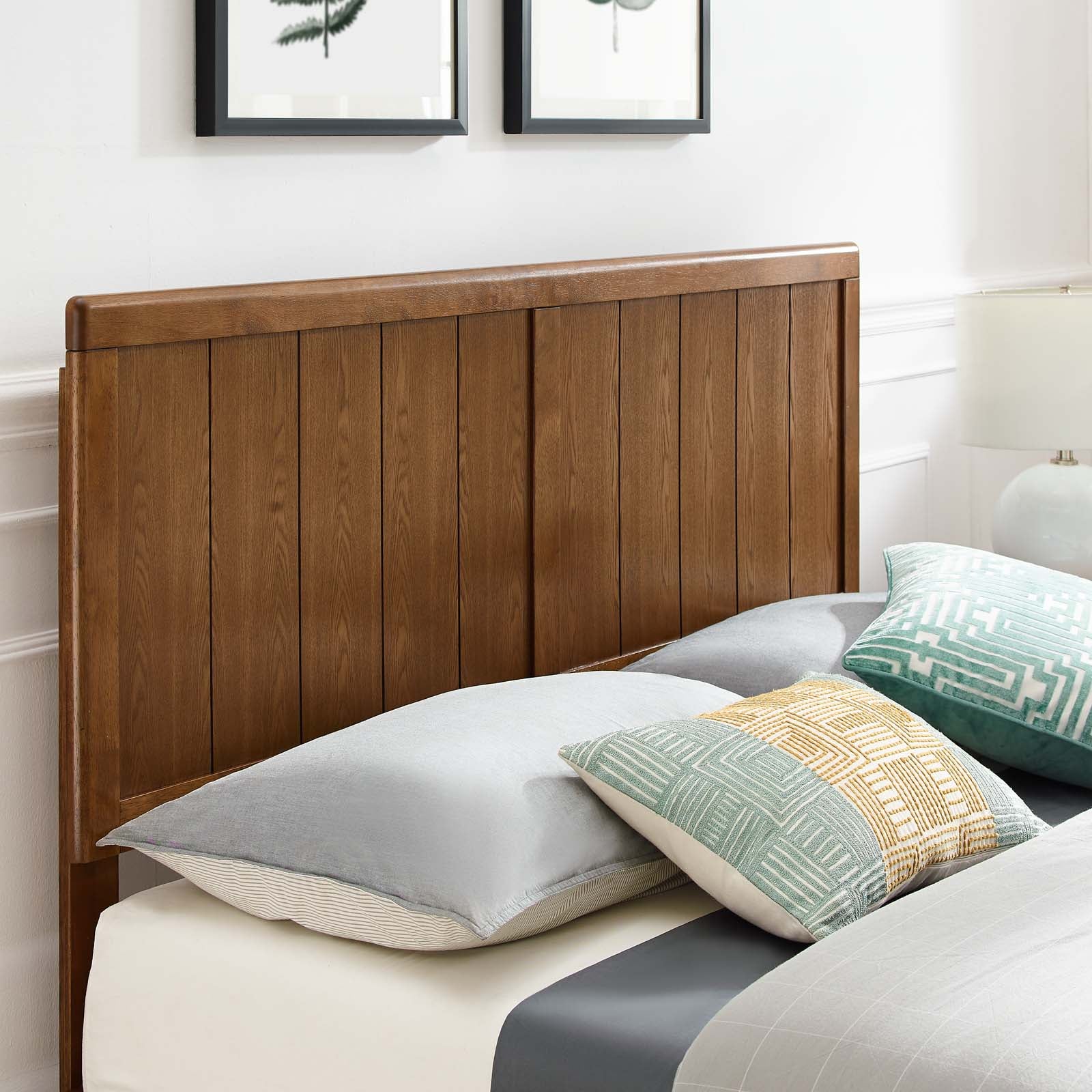 Modway Beds - Alana King Wood Platform Bed With Angular Frame Walnut