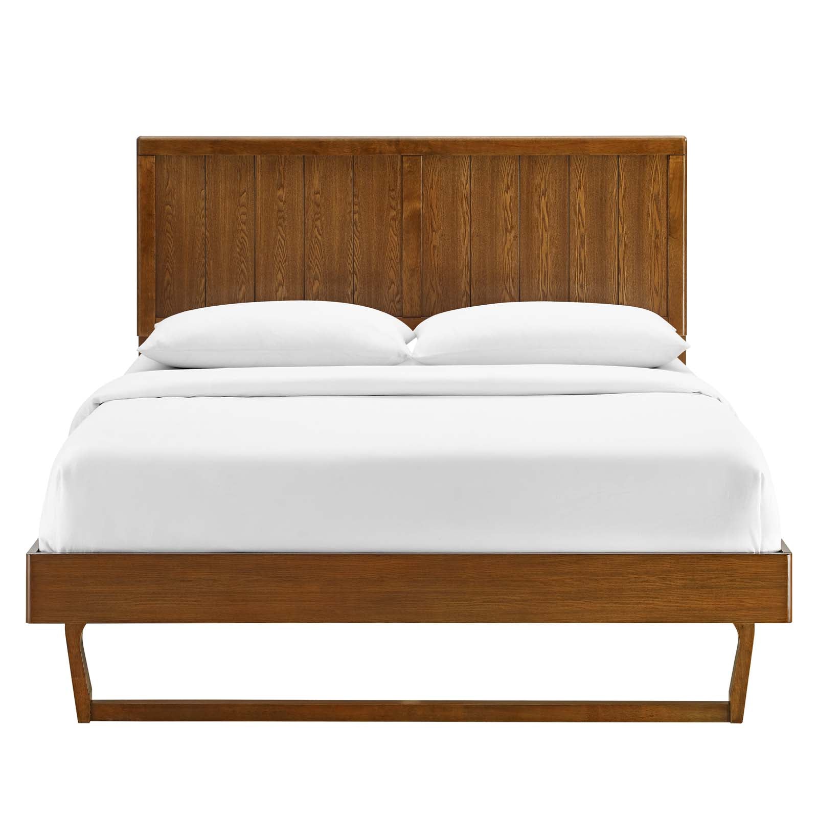 Modway Beds - Alana King Wood Platform Bed With Angular Frame Walnut