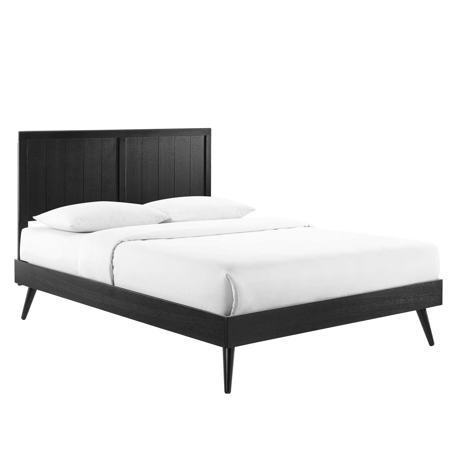 Modway Beds - Alana King Wood Platform Bed With Splayed Legs Black