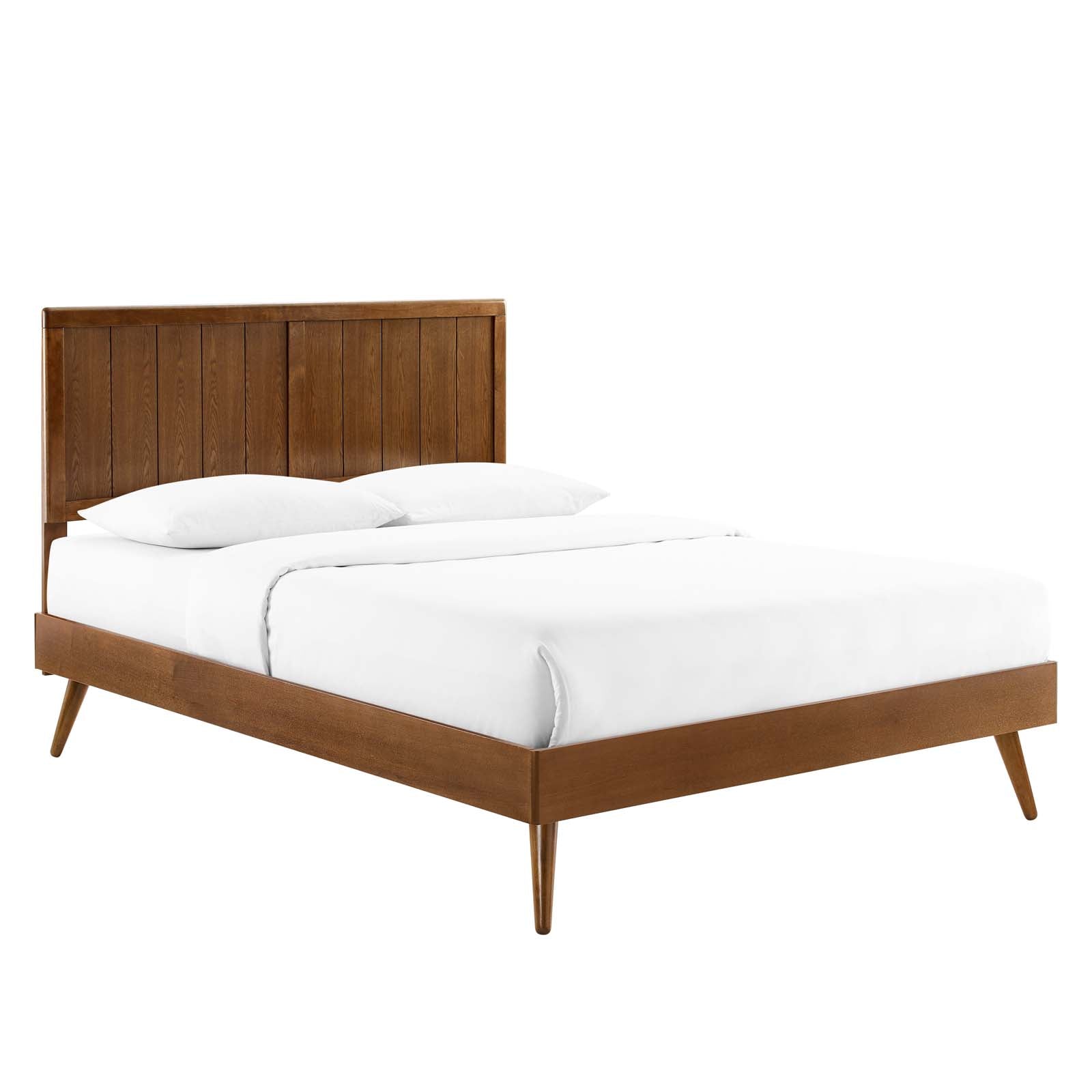 Modway Beds - Alana King Wood Platform Bed With Splayed Legs Walnut