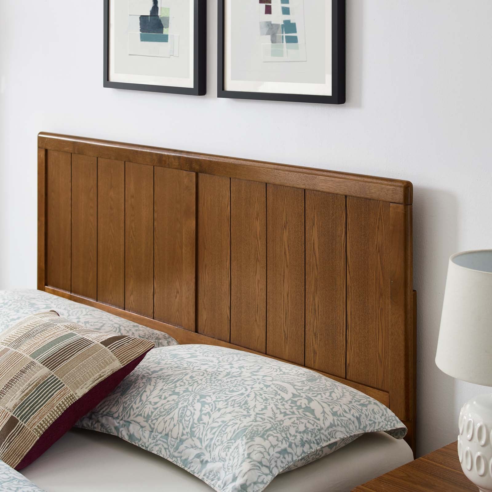Modway Beds - Alana King Wood Platform Bed With Splayed Legs Walnut