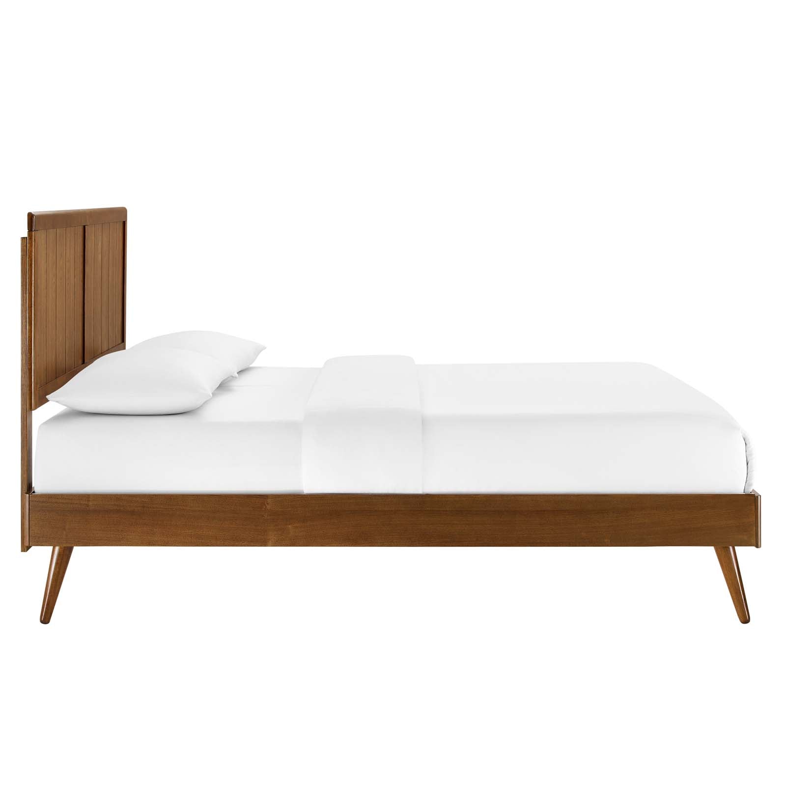 Modway Beds - Alana King Wood Platform Bed With Splayed Legs Walnut