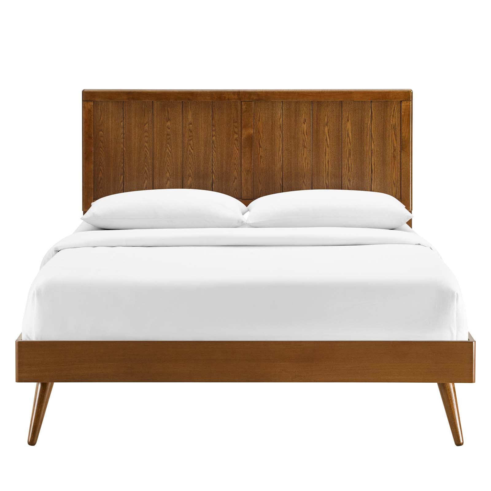 Modway Beds - Alana King Wood Platform Bed With Splayed Legs Walnut