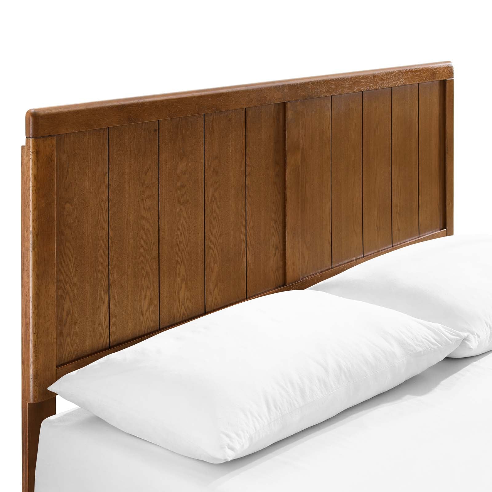Modway Beds - Alana King Wood Platform Bed With Splayed Legs Walnut
