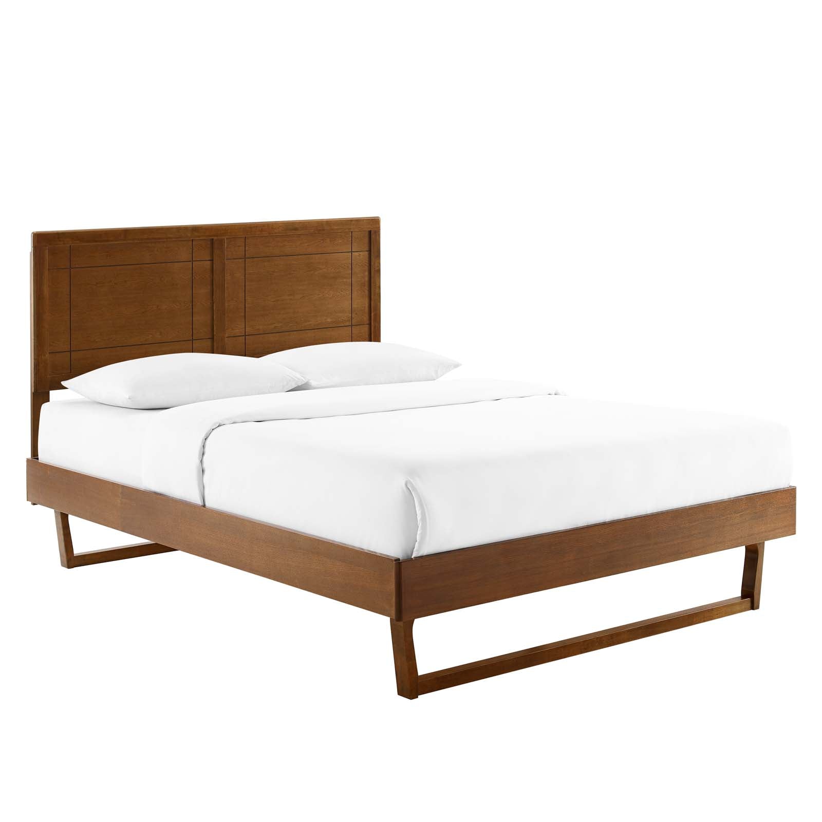 Modway Beds - Marlee King Wood Platform Bed With Angular Frame Walnut