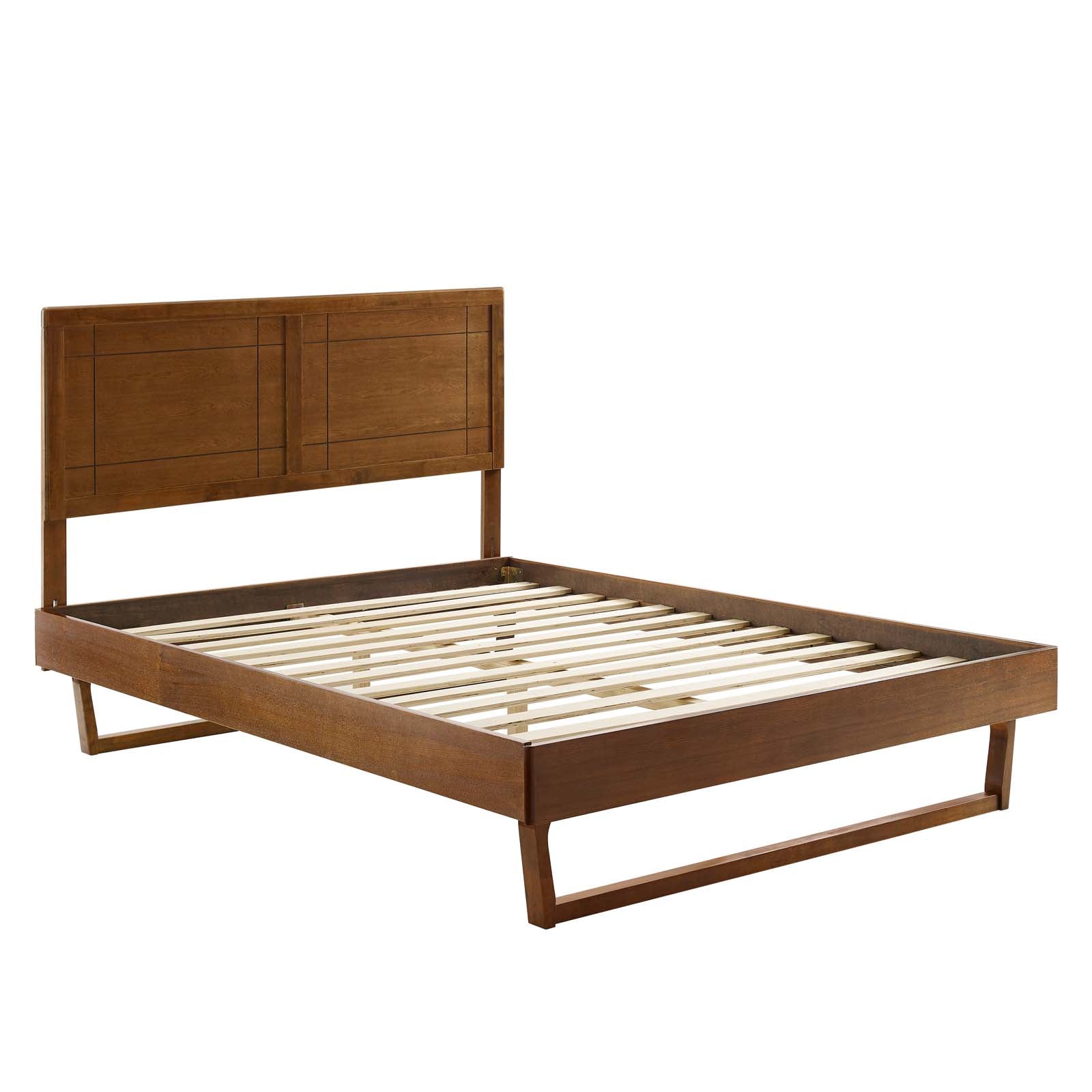 Modway Beds - Marlee King Wood Platform Bed With Angular Frame Walnut