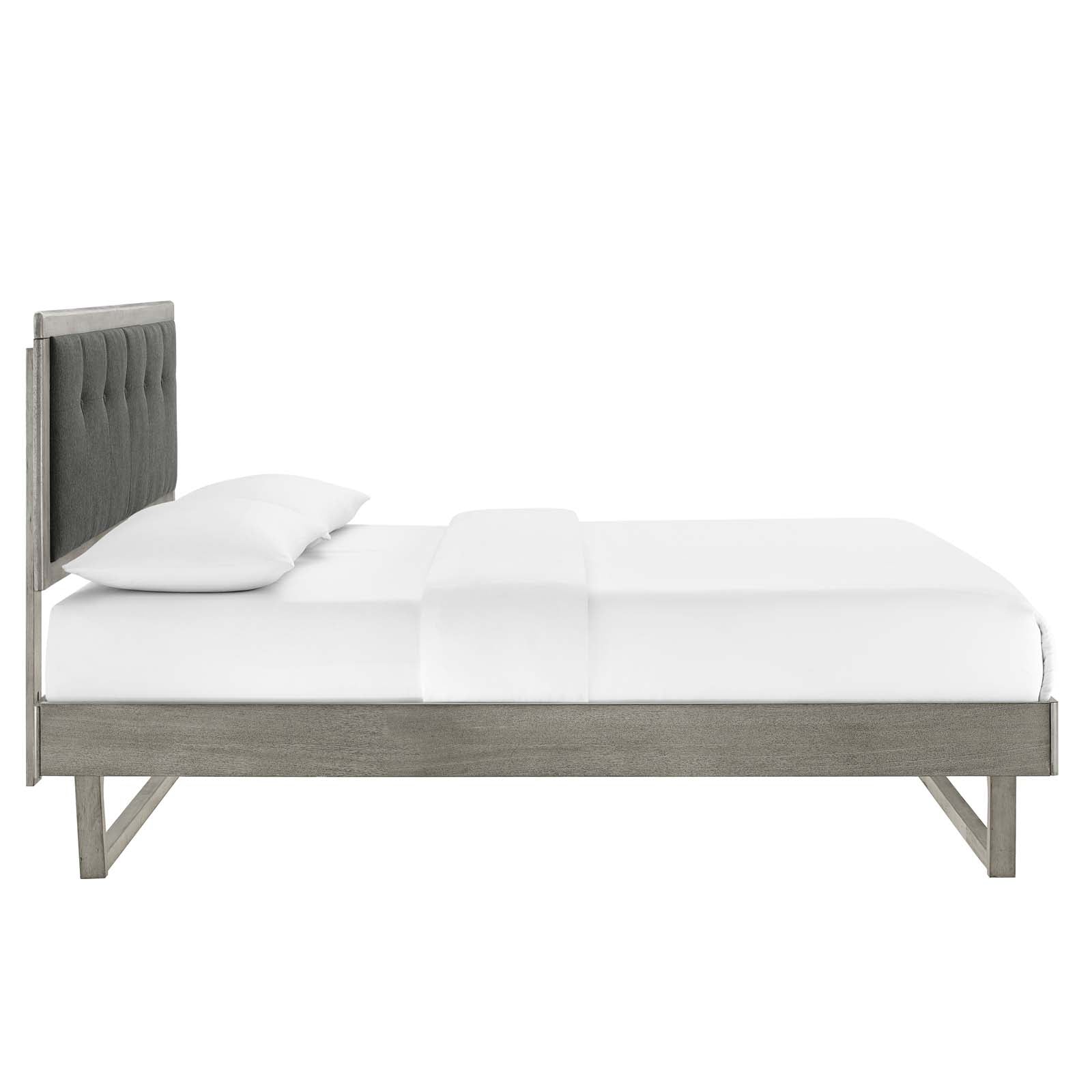 Modway Beds - Willow Full Wood Platform Bed With Angular Frame Gray Charcoal