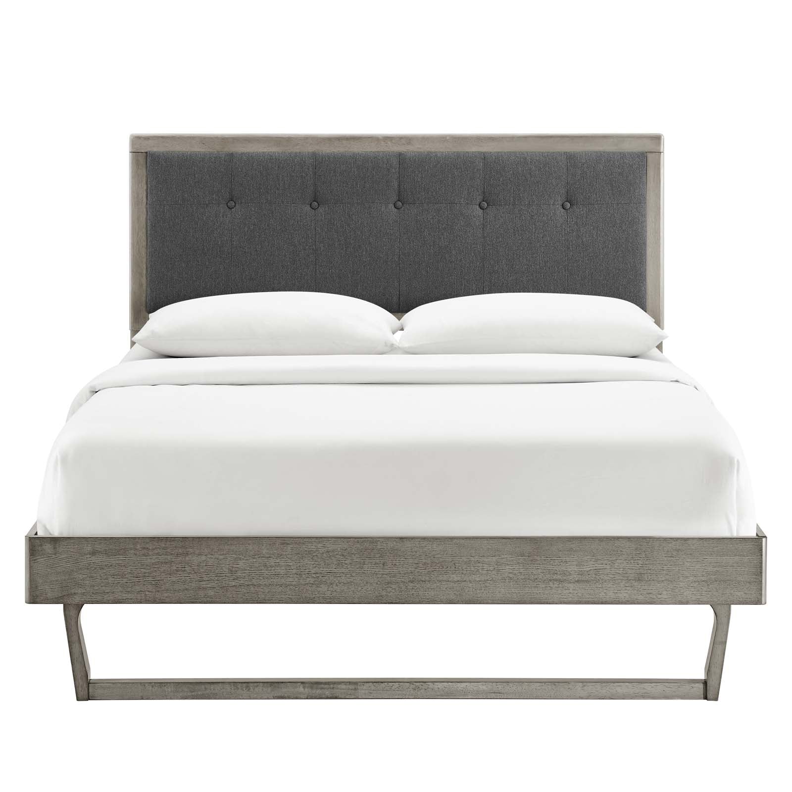 Modway Beds - Willow Full Wood Platform Bed With Angular Frame Gray Charcoal