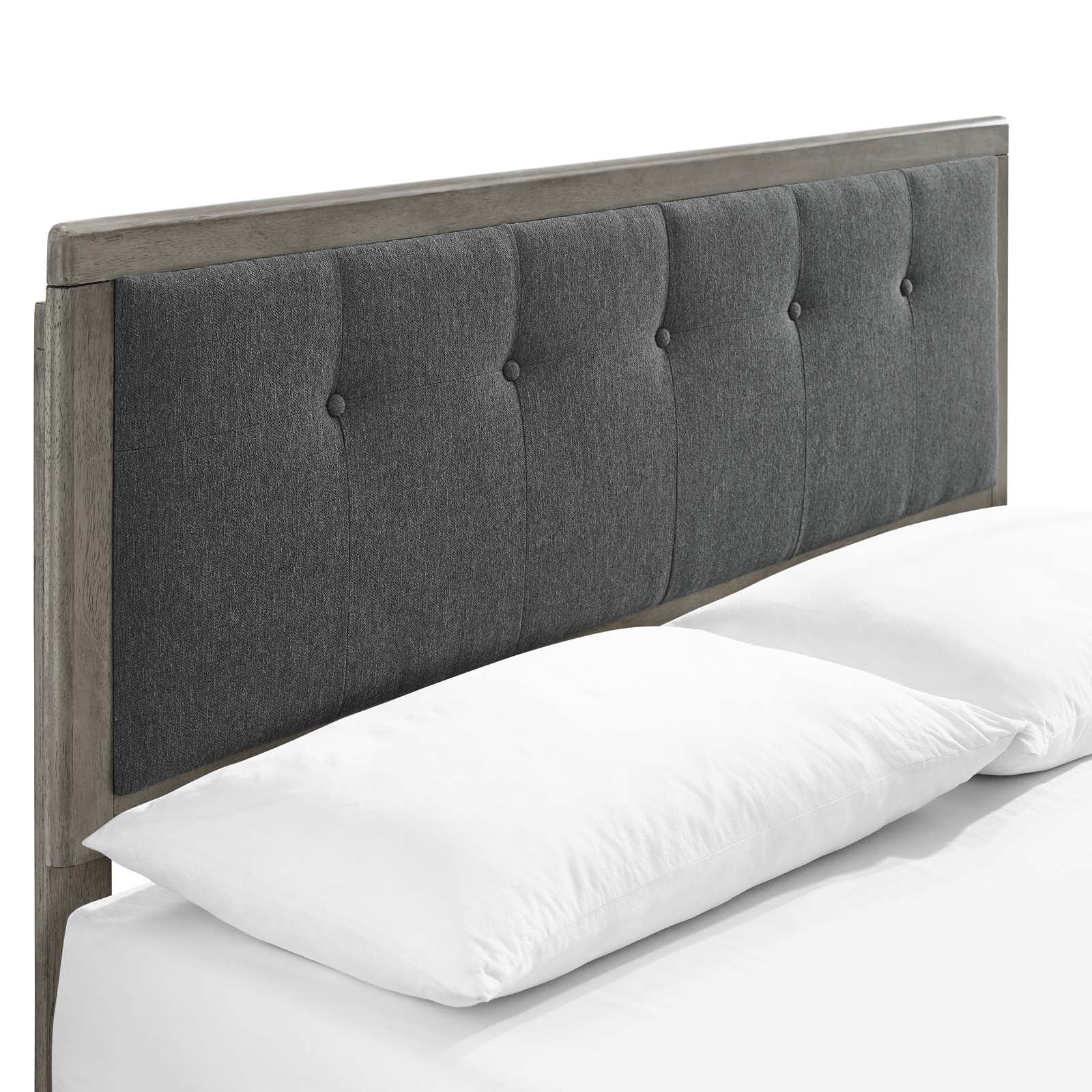 Modway Beds - Willow Full Wood Platform Bed With Angular Frame Gray Charcoal