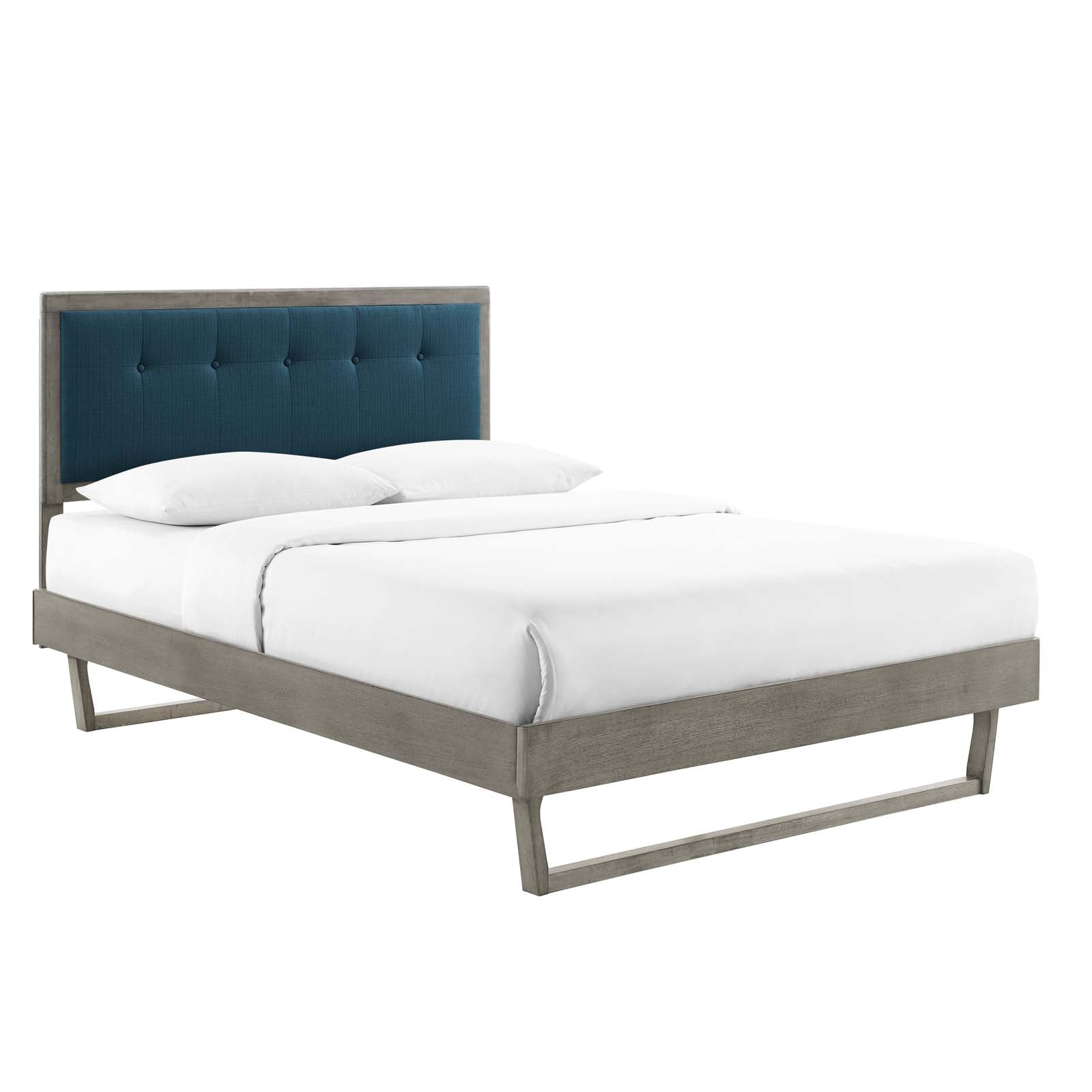 Modway Beds - Willow-King-Wood-Platform-Bed-With-Angular-Frame-Gray-Azure
