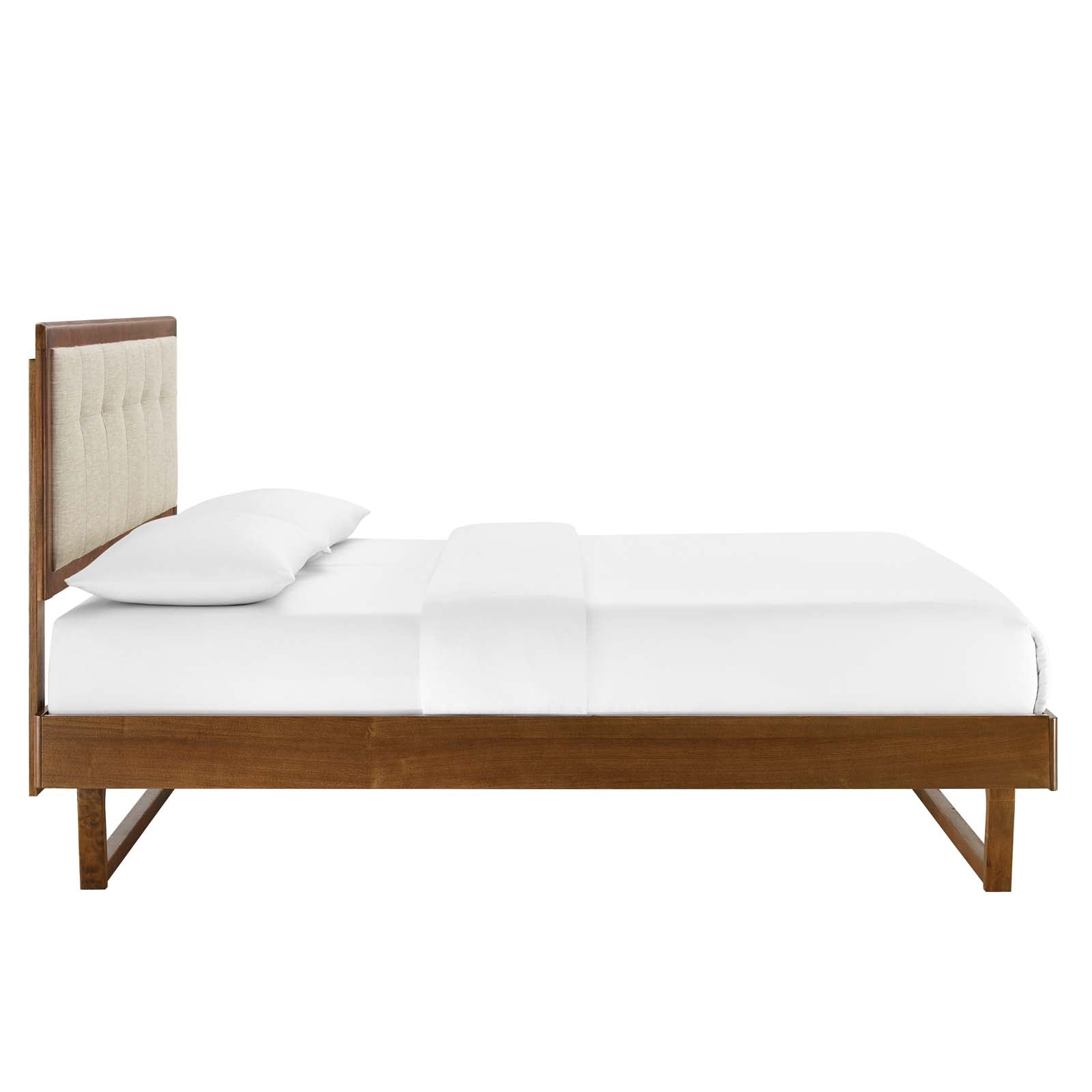 Modway Beds - Willow King Wood Platform Bed With Angular Frame Walnut Beige
