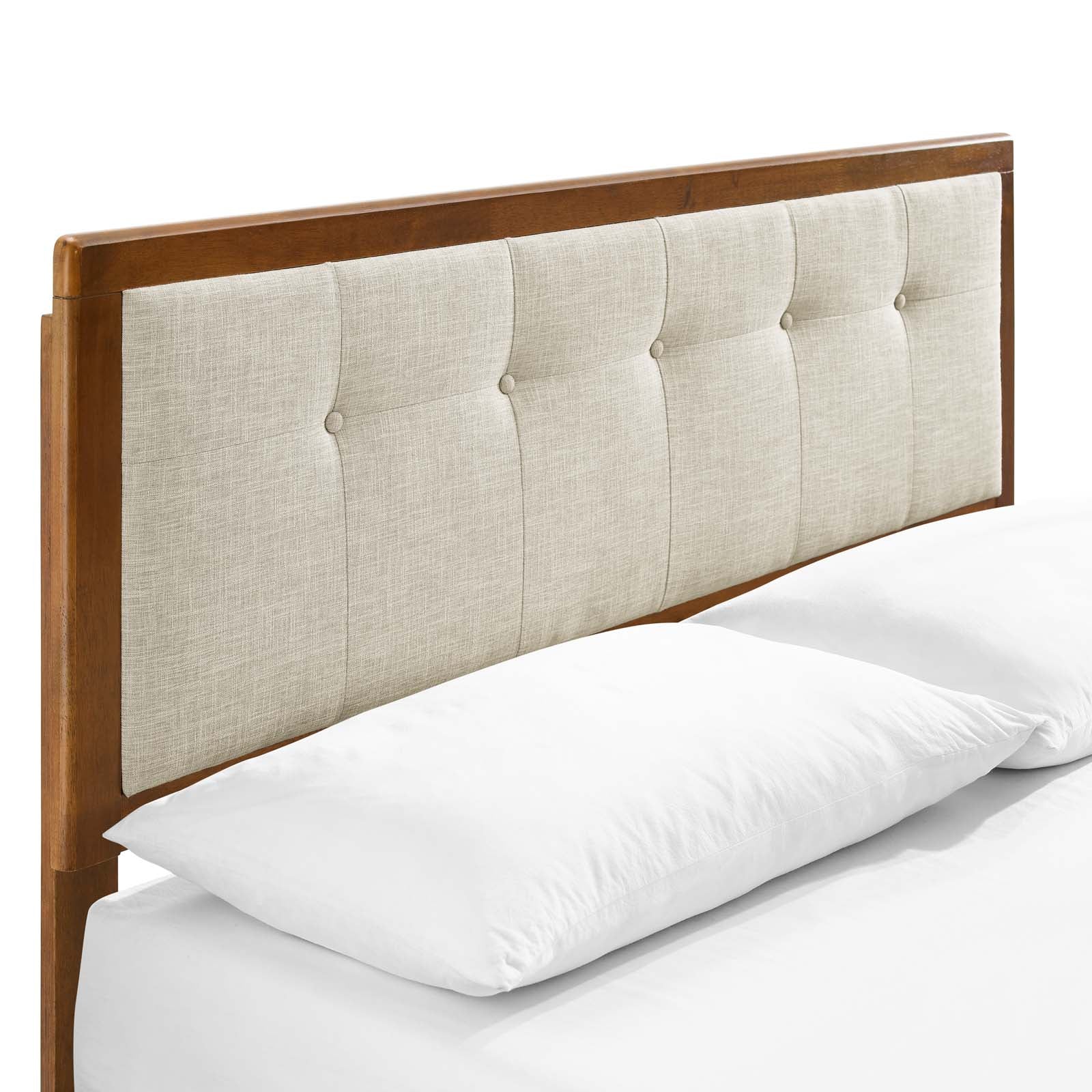 Modway Beds - Willow King Wood Platform Bed With Angular Frame Walnut Beige