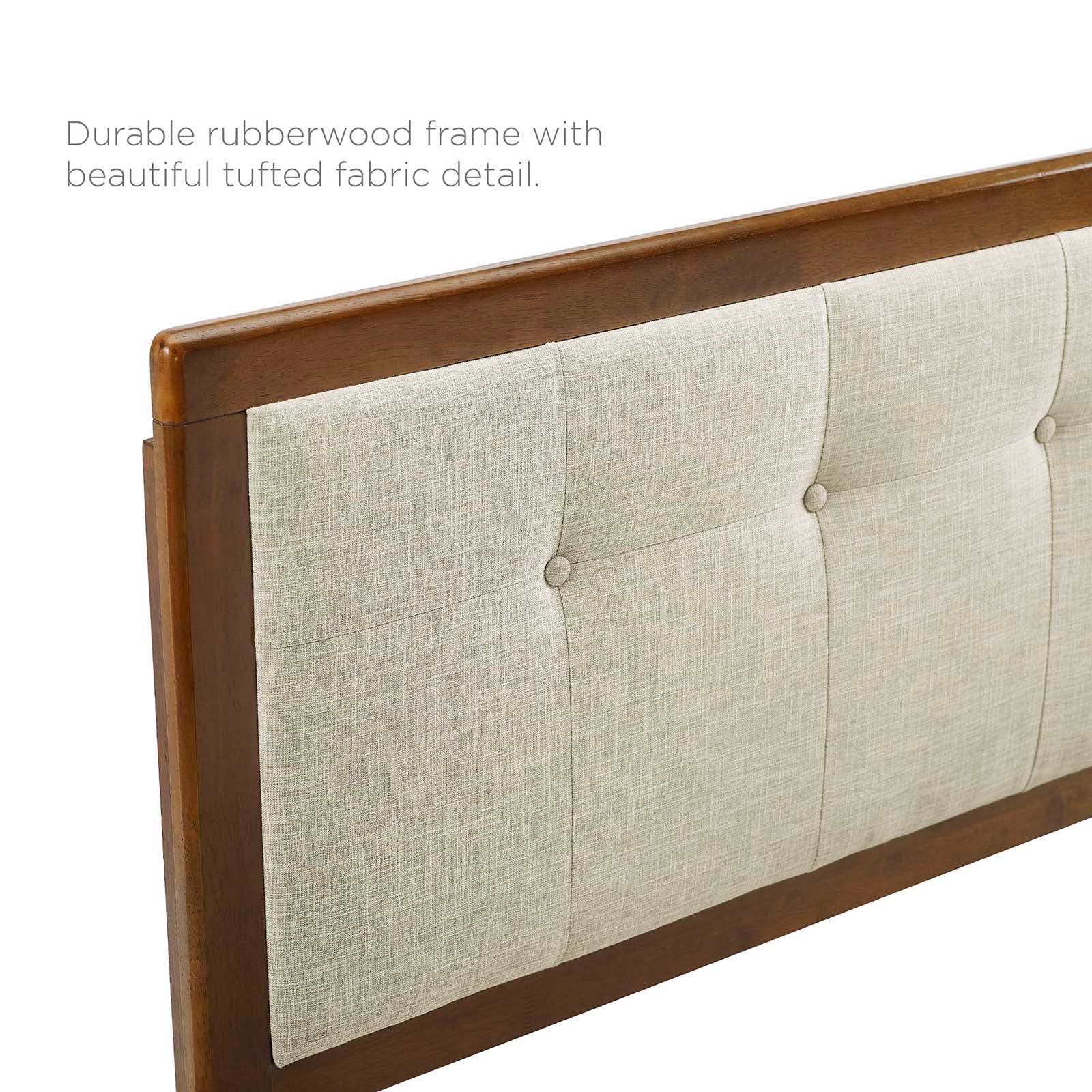 Modway Beds - Willow King Wood Platform Bed With Angular Frame Walnut Beige
