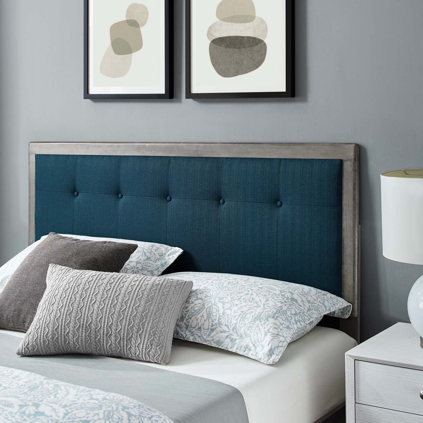 Modway Beds - Willow King Wood Platform Bed With Splayed Legs Gray Azure