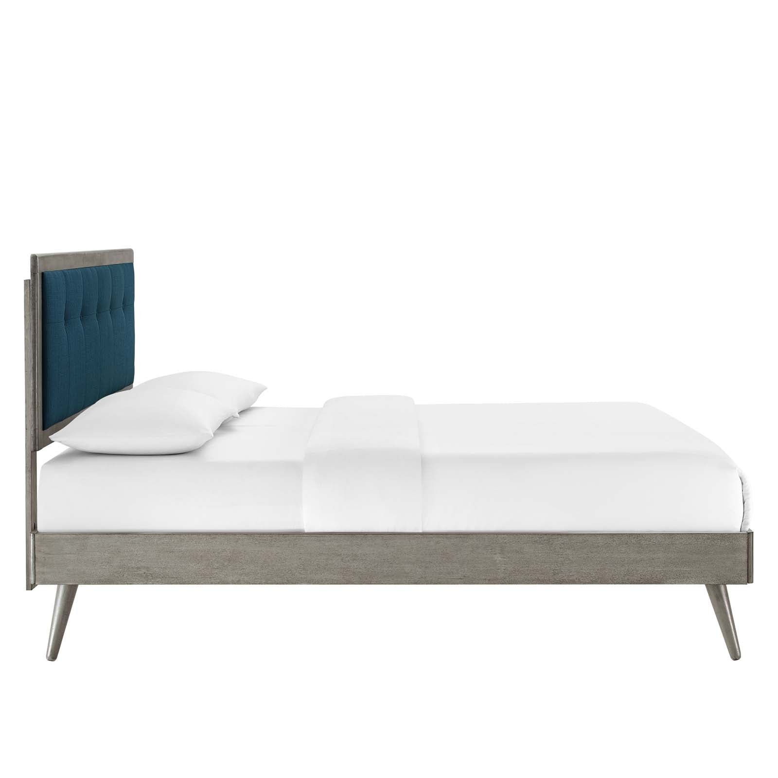 Modway Beds - Willow King Wood Platform Bed With Splayed Legs Gray Azure