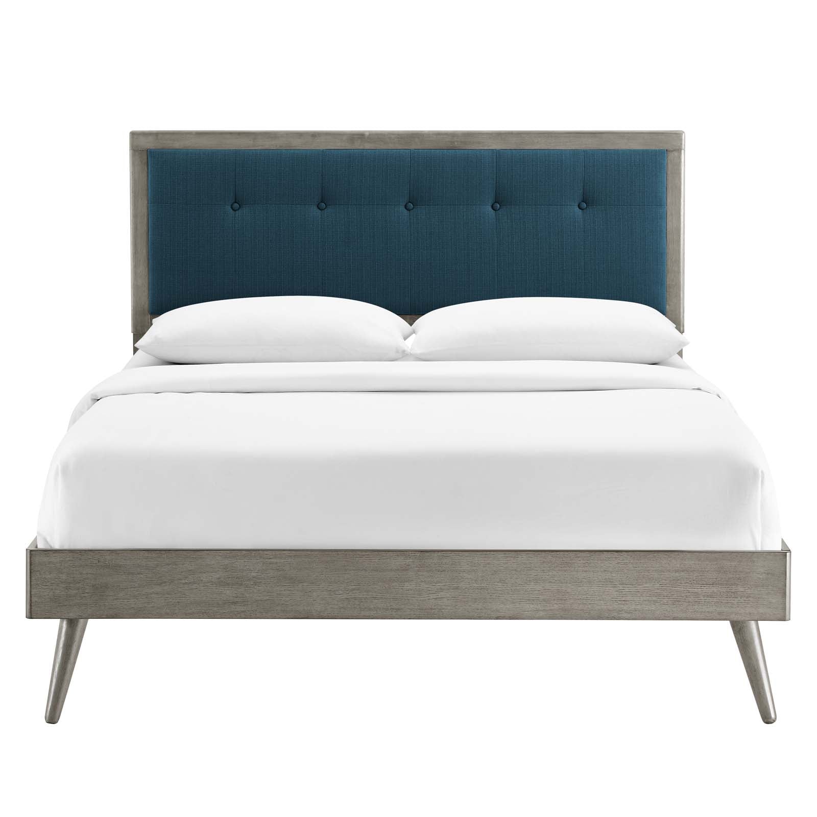 Modway Beds - Willow King Wood Platform Bed With Splayed Legs Gray Azure