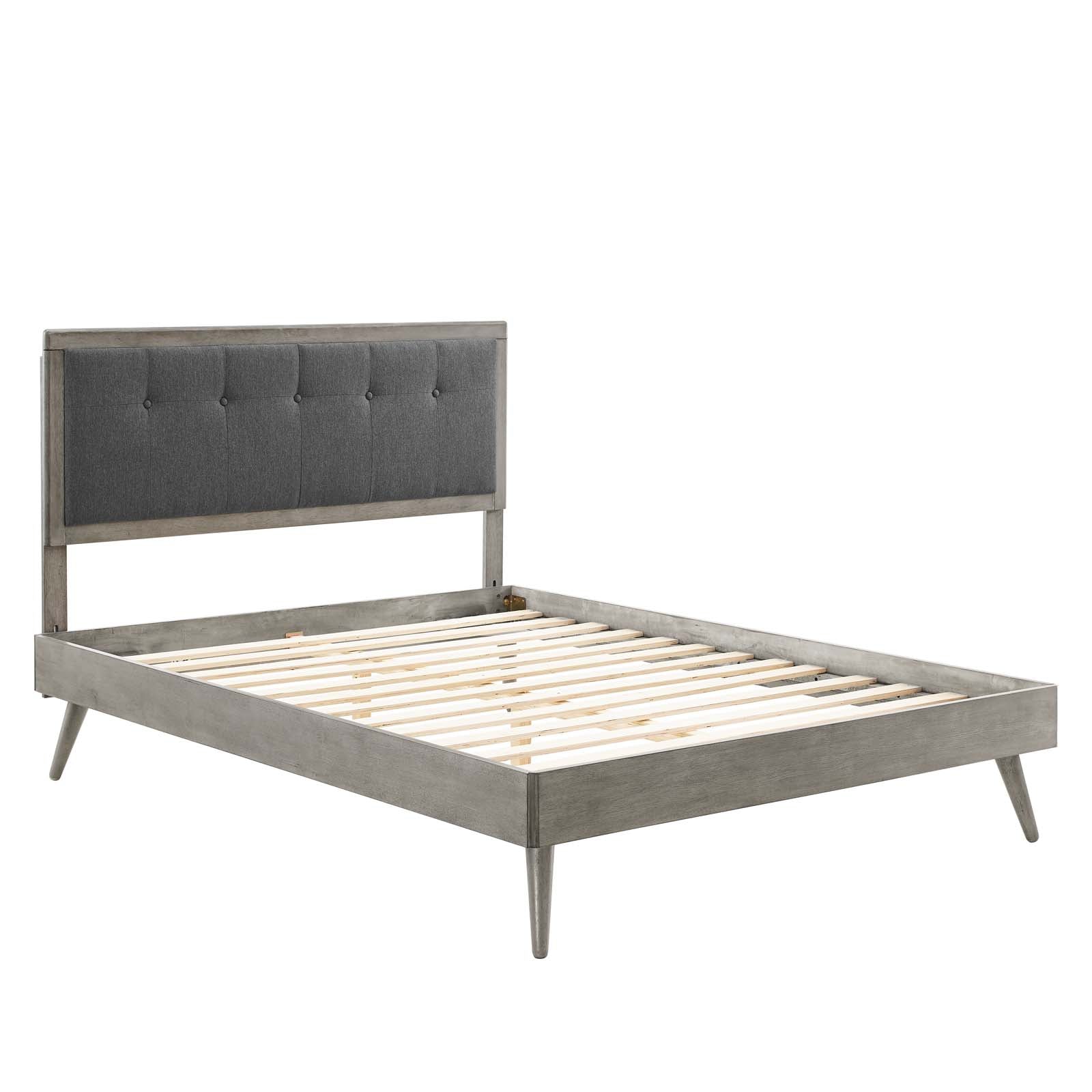 Modway Beds - Willow King Wood Platform Bed With Splayed Legs Gray Charcoal