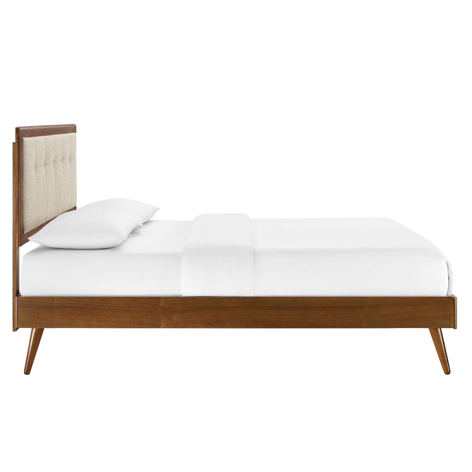 Modway Beds - Willow King Wood Platform Bed With Splayed Legs Walnut Beige