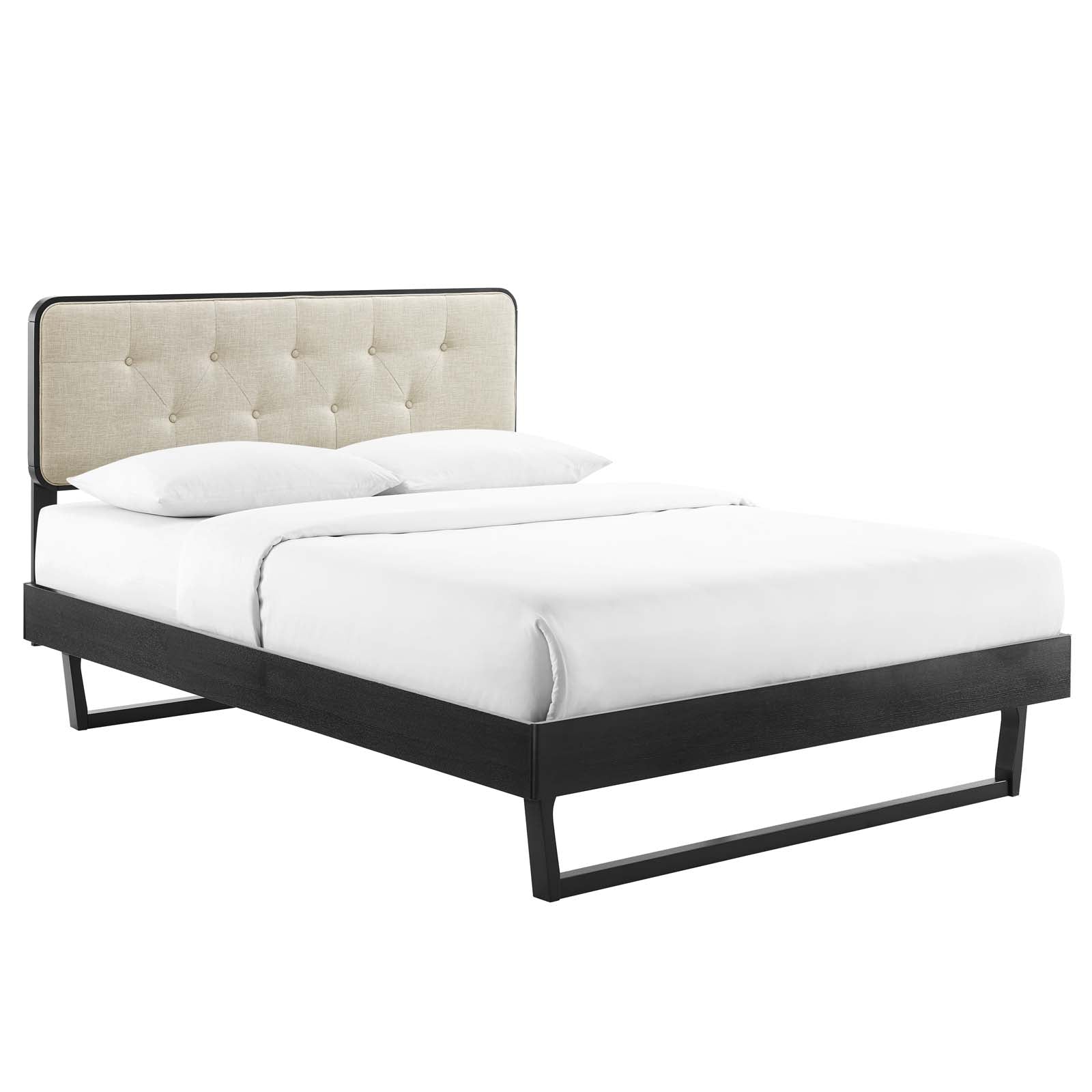 Modway Beds - Bridgette-King-Wood-Platform-Bed-With-Angular-Frame-Black-Beige