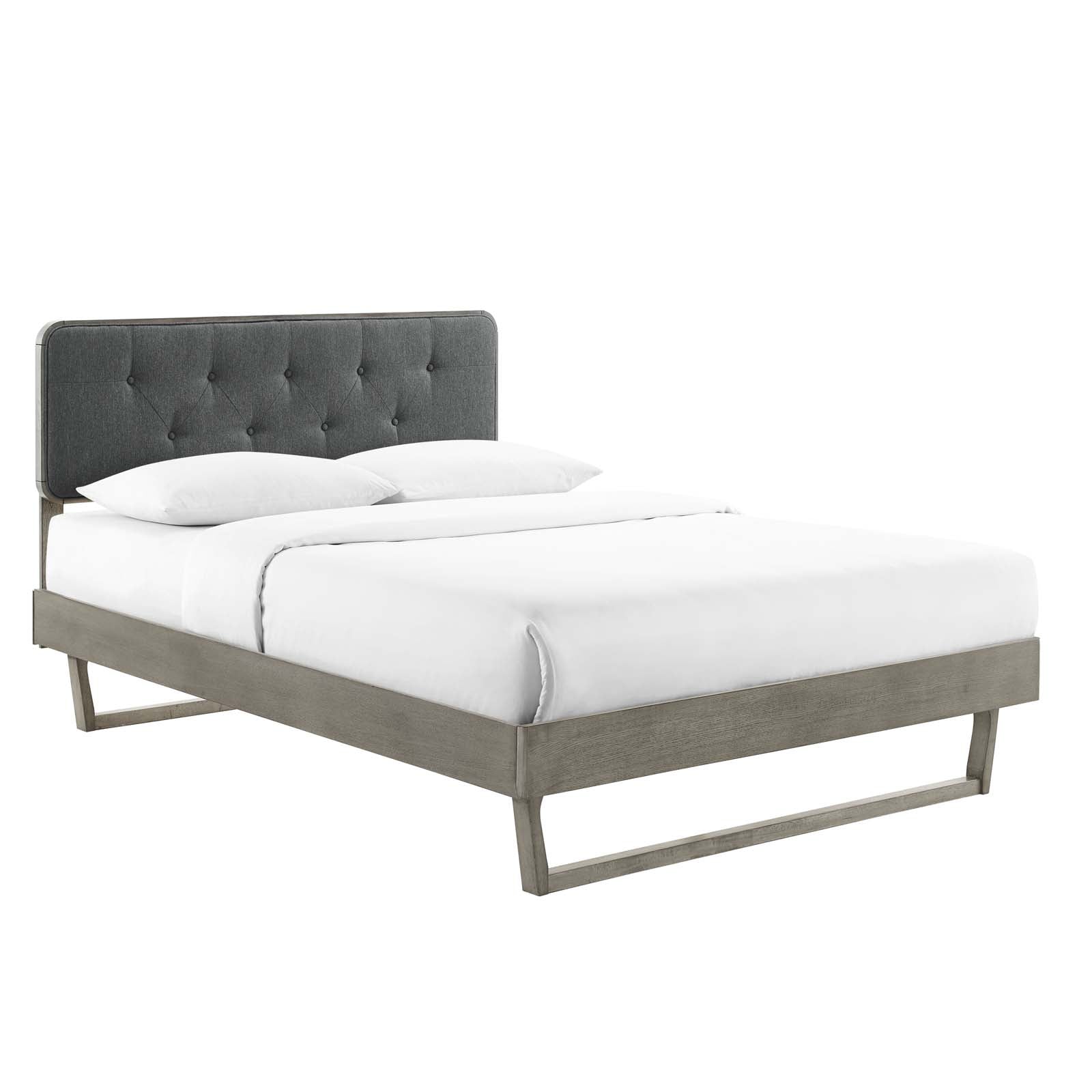 Modway Beds - Bridgette-King-Wood-Platform-Bed-With-Angular-Frame-Gray-Charcoal