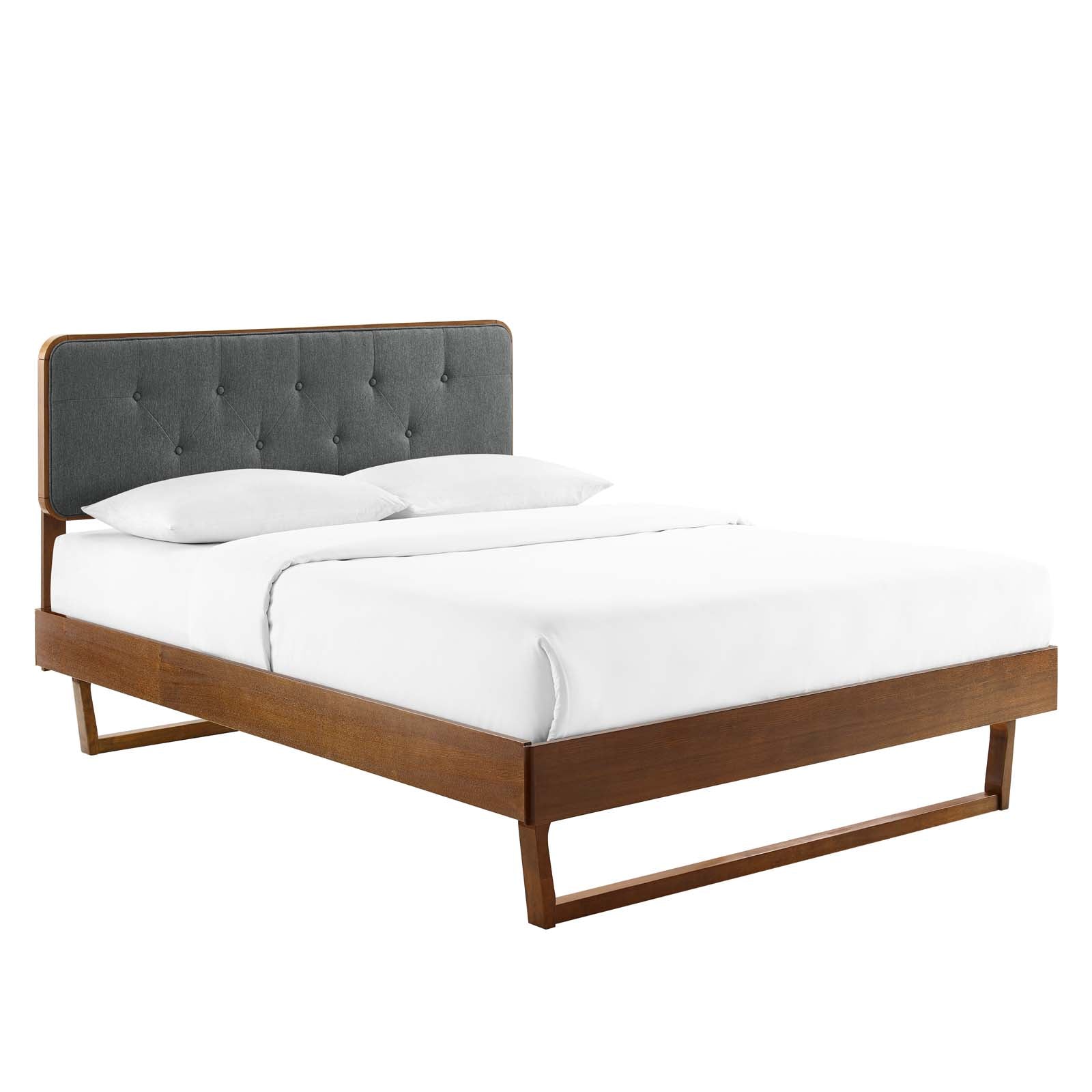 Modway Beds - Bridgette-King-Wood-Platform-Bed-With-Angular-Frame-Walnut-Charcoal