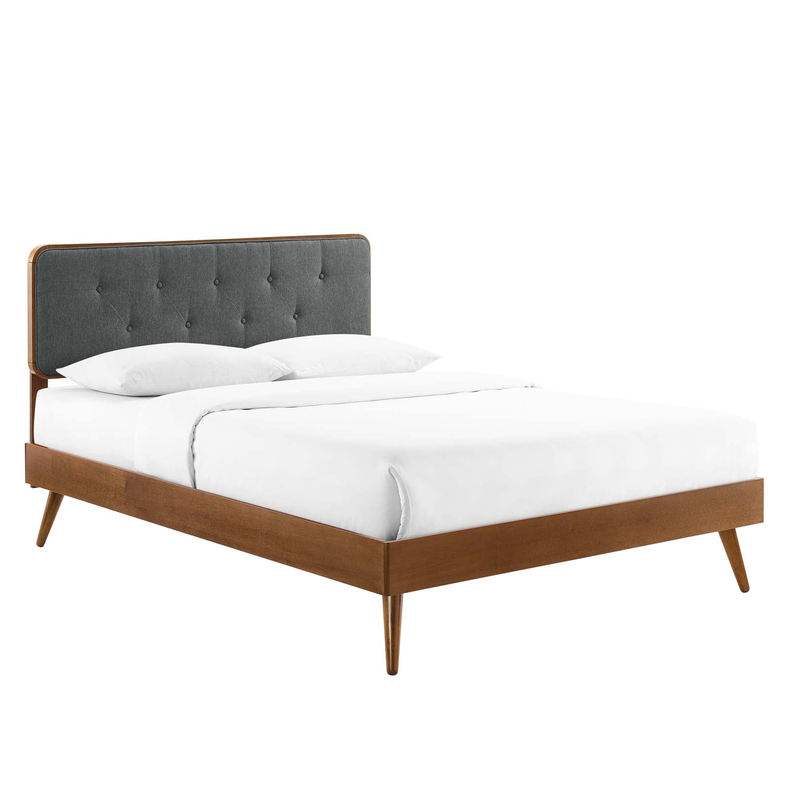 Modway Beds - Bridgette Twin Wood Platform Bed With Splayed Legs Walnut Charcoal