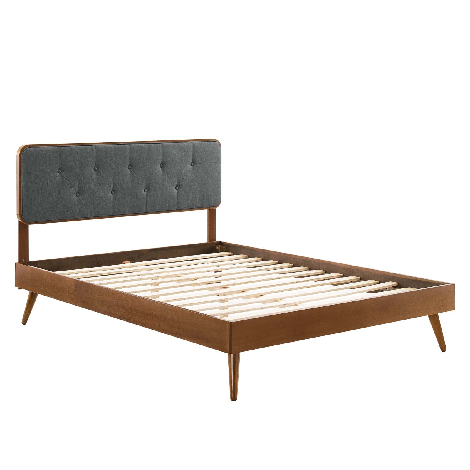 Modway Beds - Bridgette Twin Wood Platform Bed With Splayed Legs Walnut Charcoal