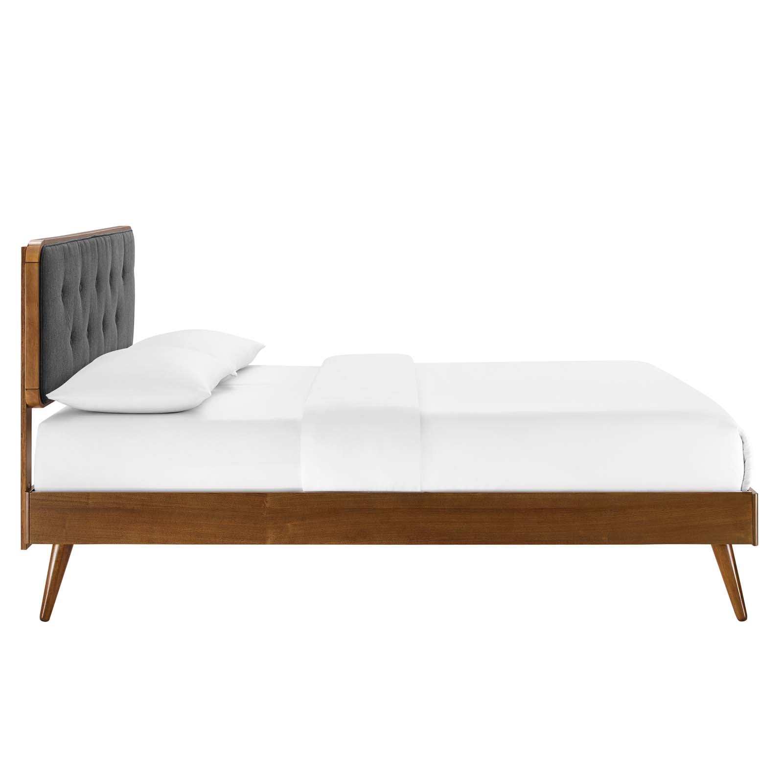 Modway Beds - Bridgette Twin Wood Platform Bed With Splayed Legs Walnut Charcoal