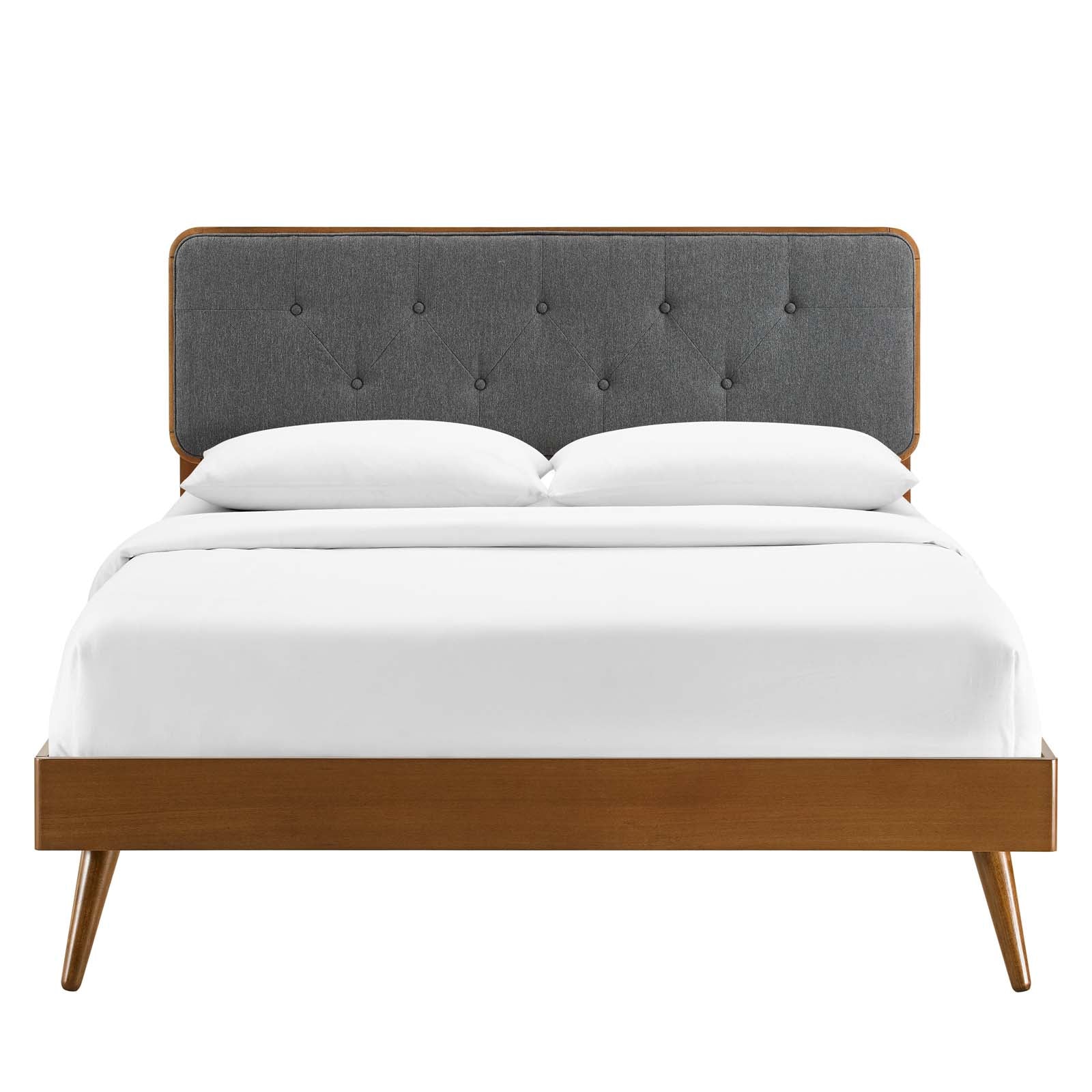 Modway Beds - Bridgette Twin Wood Platform Bed With Splayed Legs Walnut Charcoal