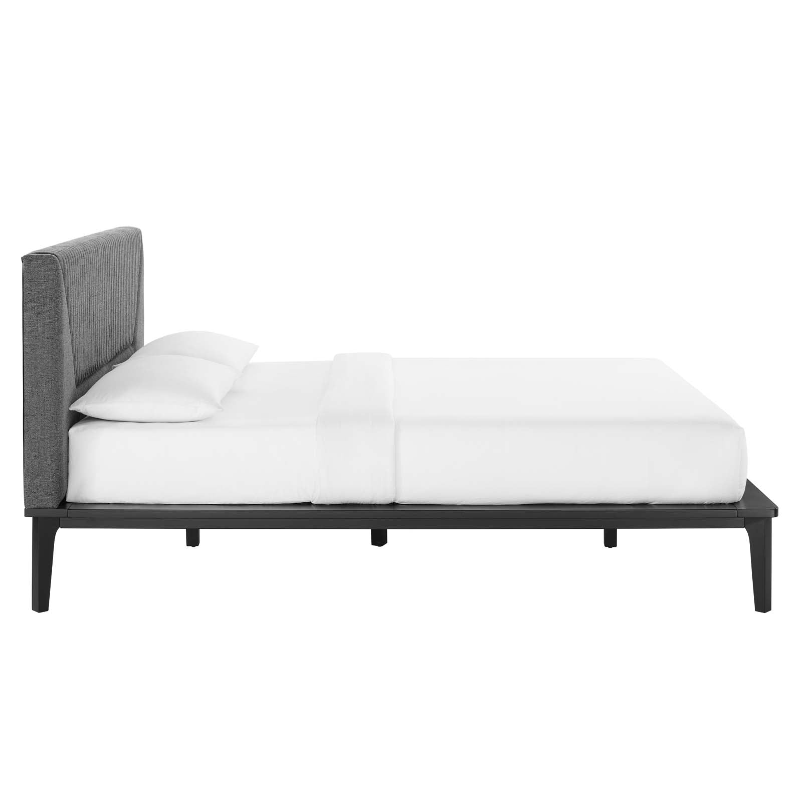 Modway Beds - Dakota Upholstered Queen Platform Bed Black Gray
