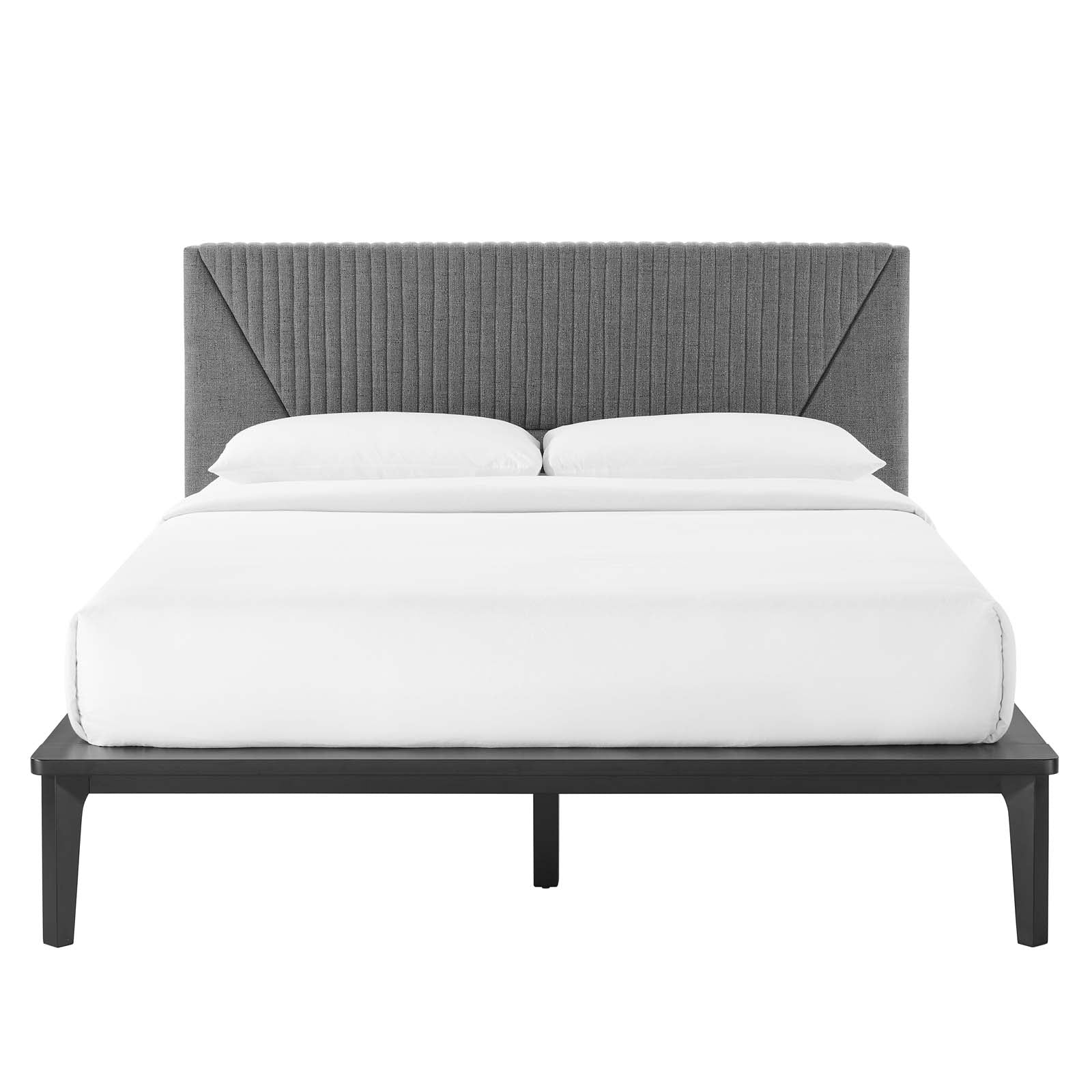 Modway Beds - Dakota Upholstered Queen Platform Bed Black Gray
