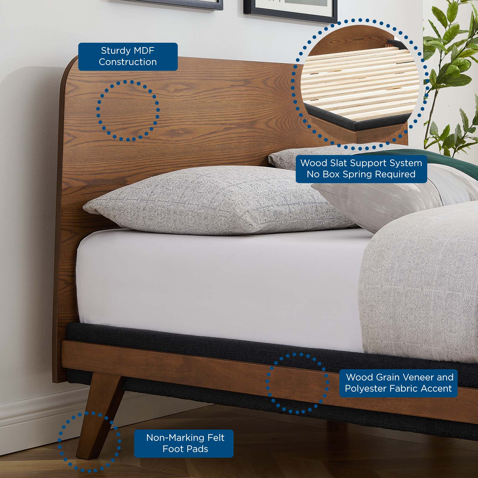 Modway Beds - Dylan Queen Platform Bed Walnut
