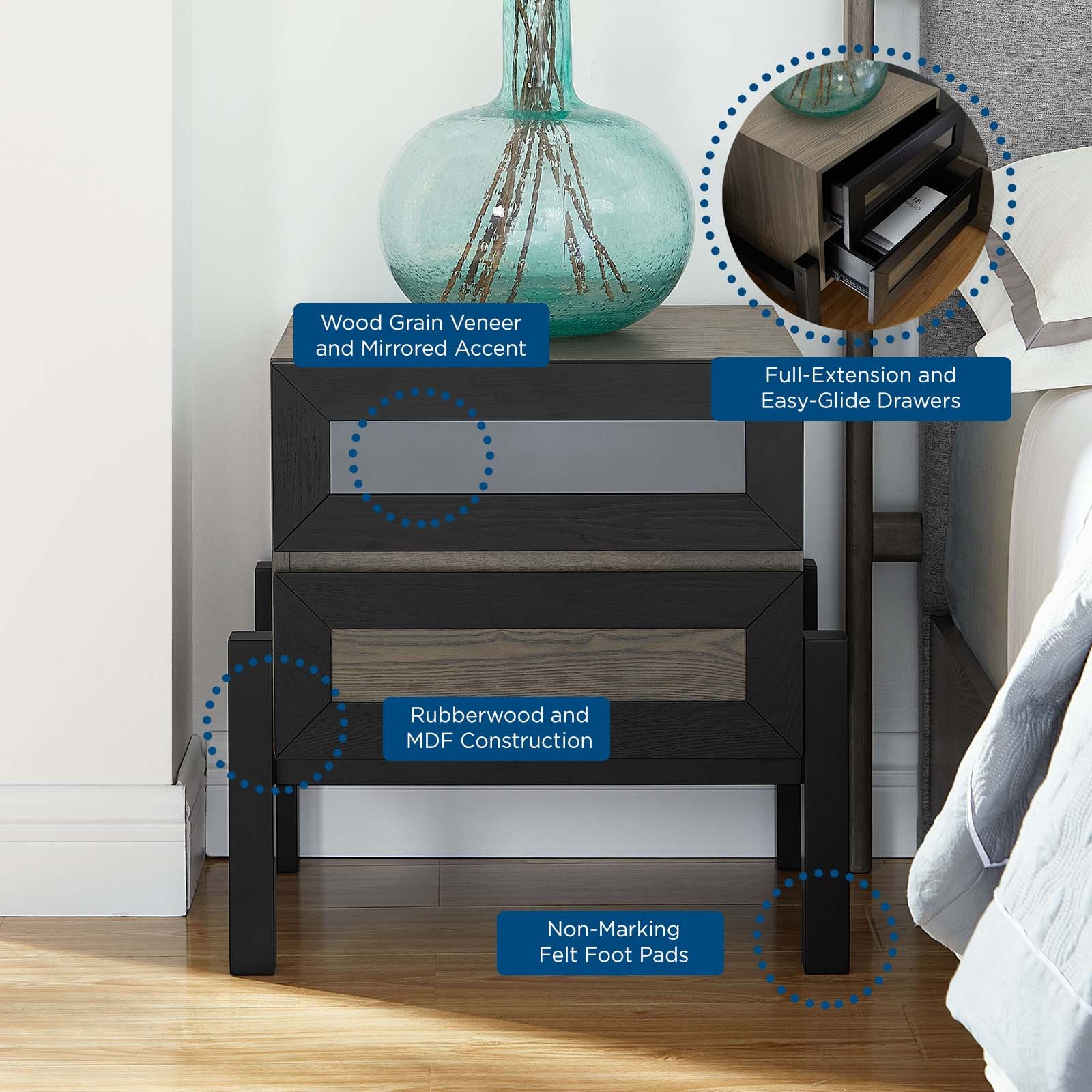 Modway Nightstands & Side Tables - Merritt Nightstand Oak