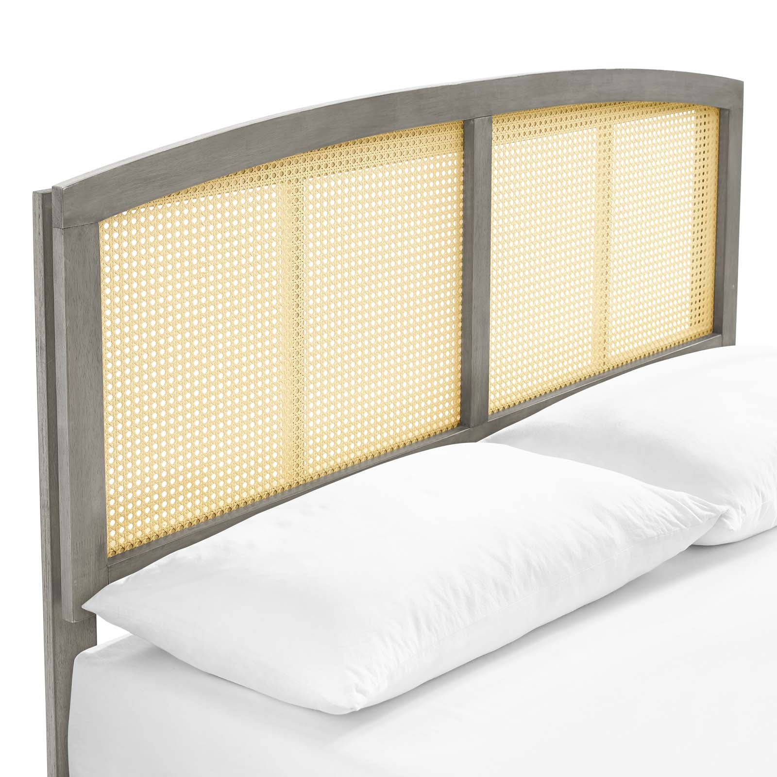 Modway Beds - Sierra Cane and Wood Full Platform Bed With Splayed Legs Gray