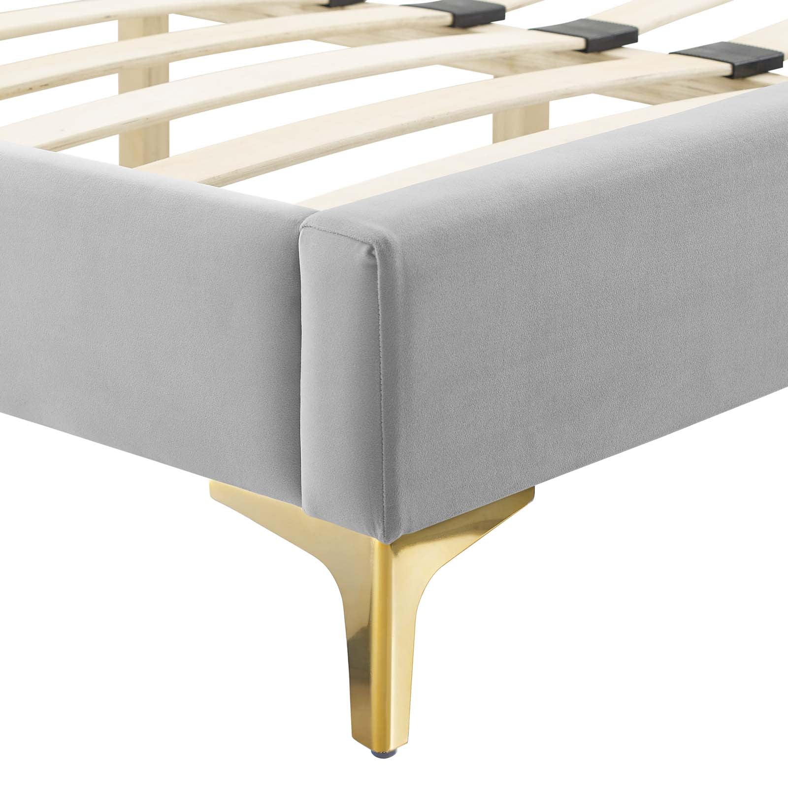 Modway Beds - Phillipa Velvet Queen Platform Bed Light Gray