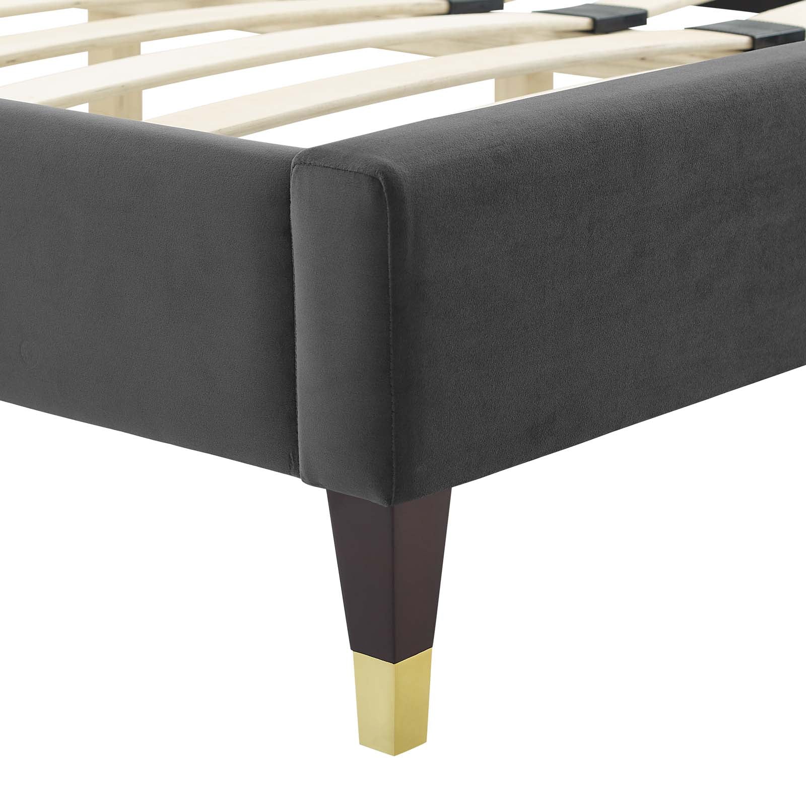 Modway Beds - Phillipa Performance Velvet Queen Platform Bed Charcoal