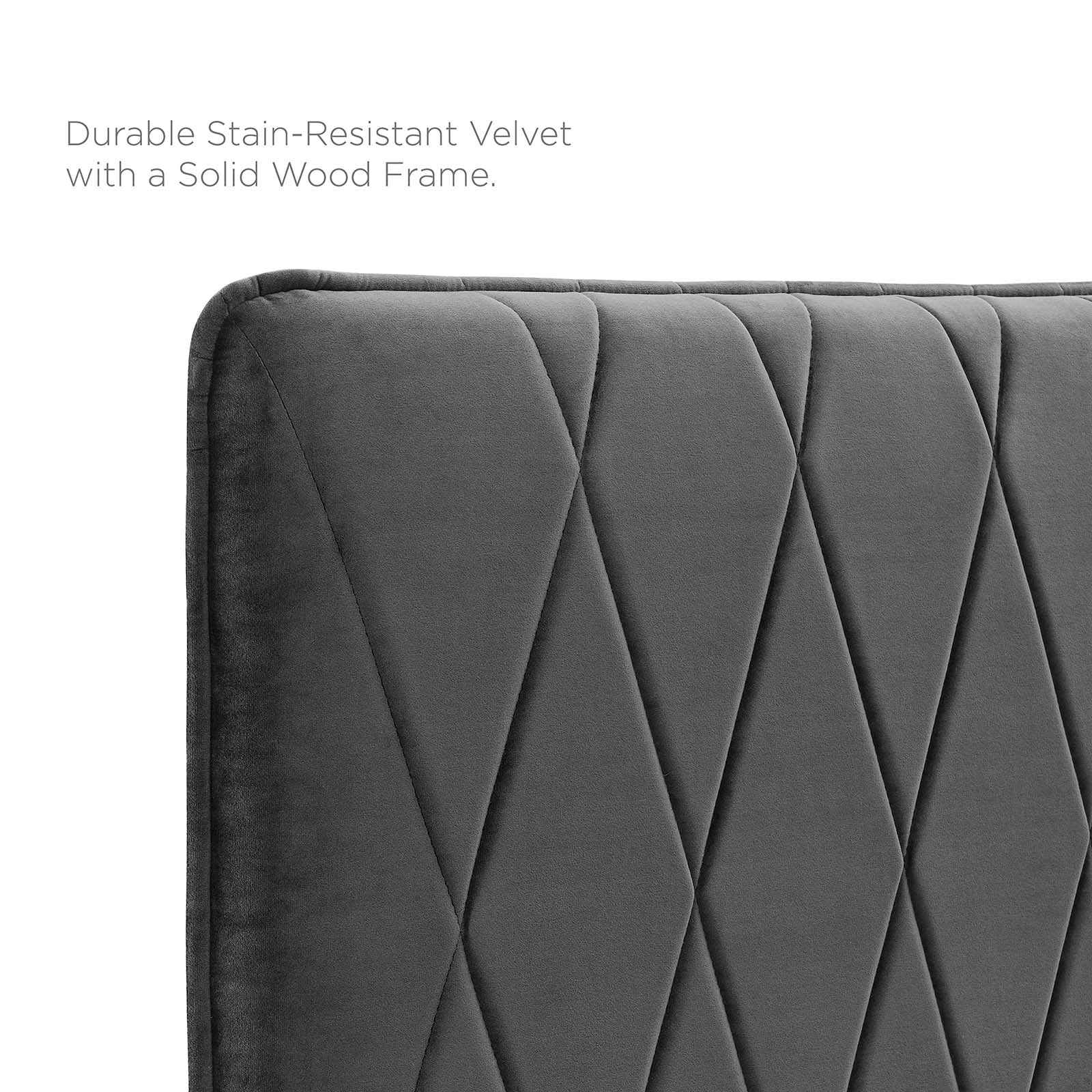 Modway Beds - Phillipa Performance Velvet Queen Platform Bed Charcoal