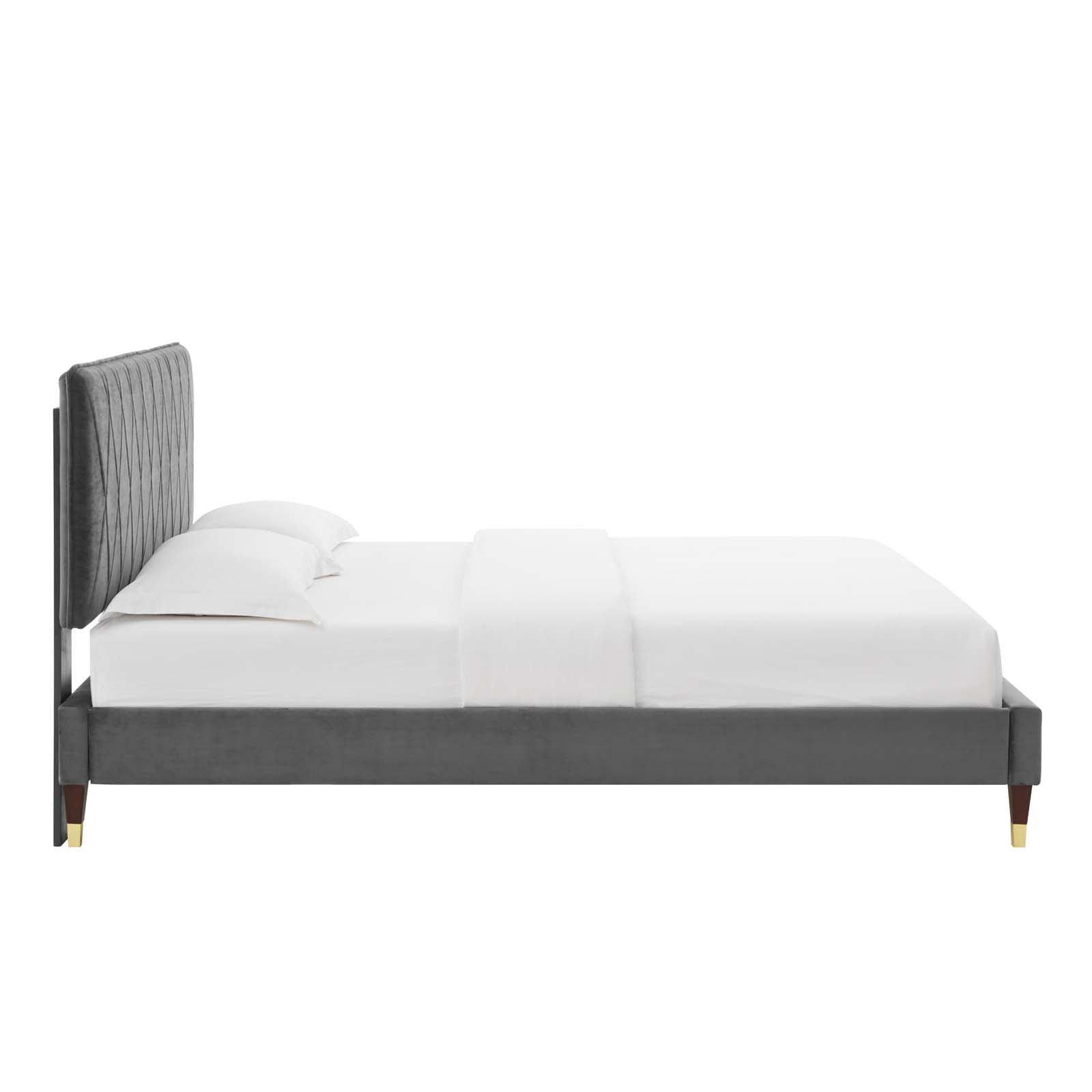 Modway Beds - Phillipa Performance Velvet Queen Platform Bed Charcoal