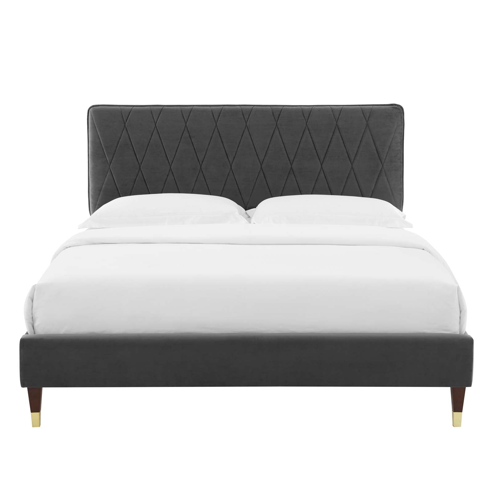 Modway Beds - Phillipa Performance Velvet Queen Platform Bed Charcoal
