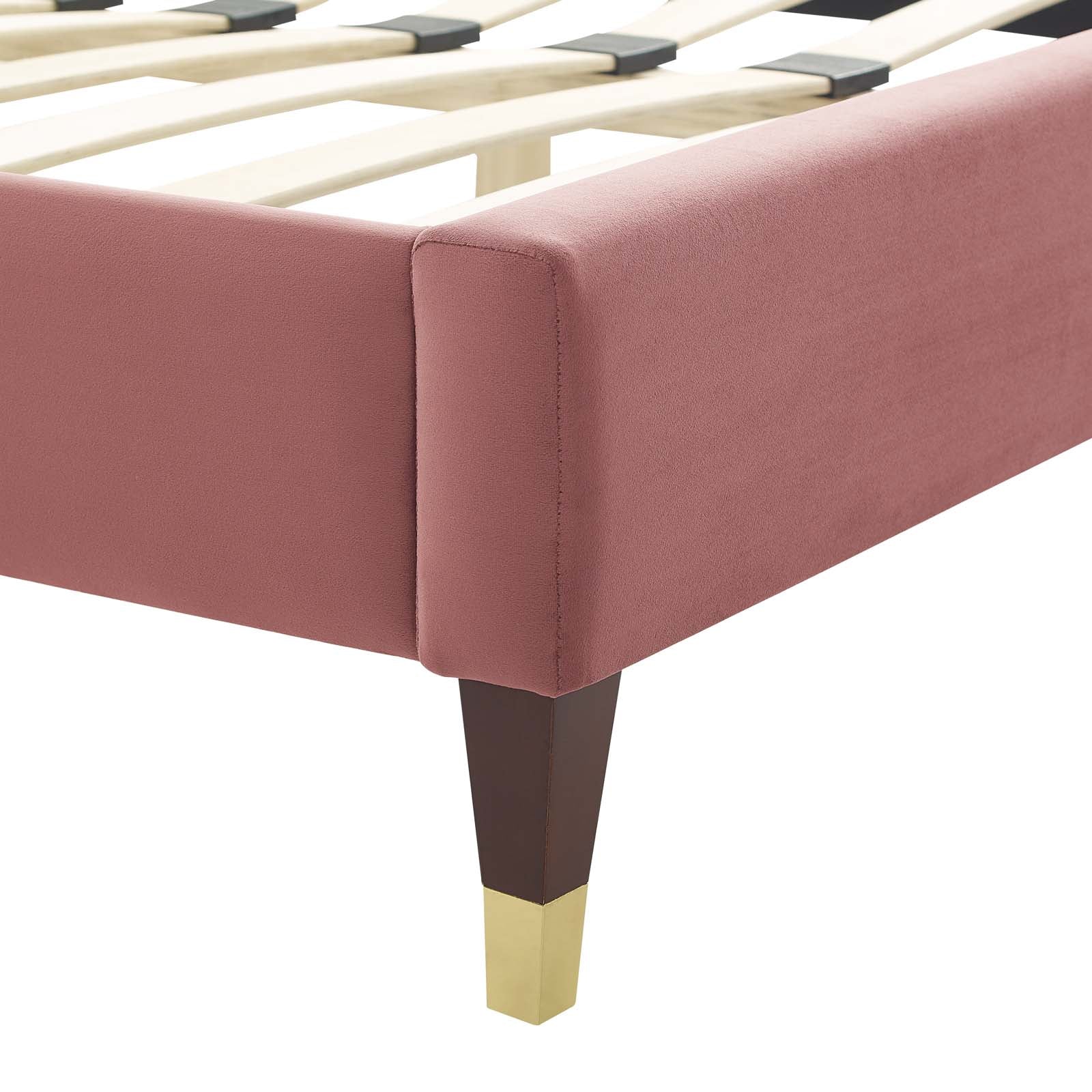 Modway Beds - Phillipa Performance Velvet Queen Platform Bed Dusty Rose