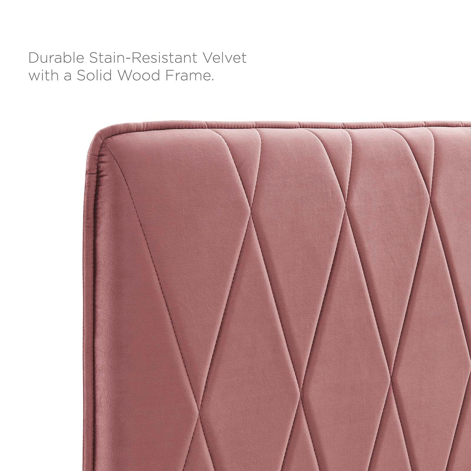Modway Beds - Phillipa Performance Velvet Queen Platform Bed Dusty Rose
