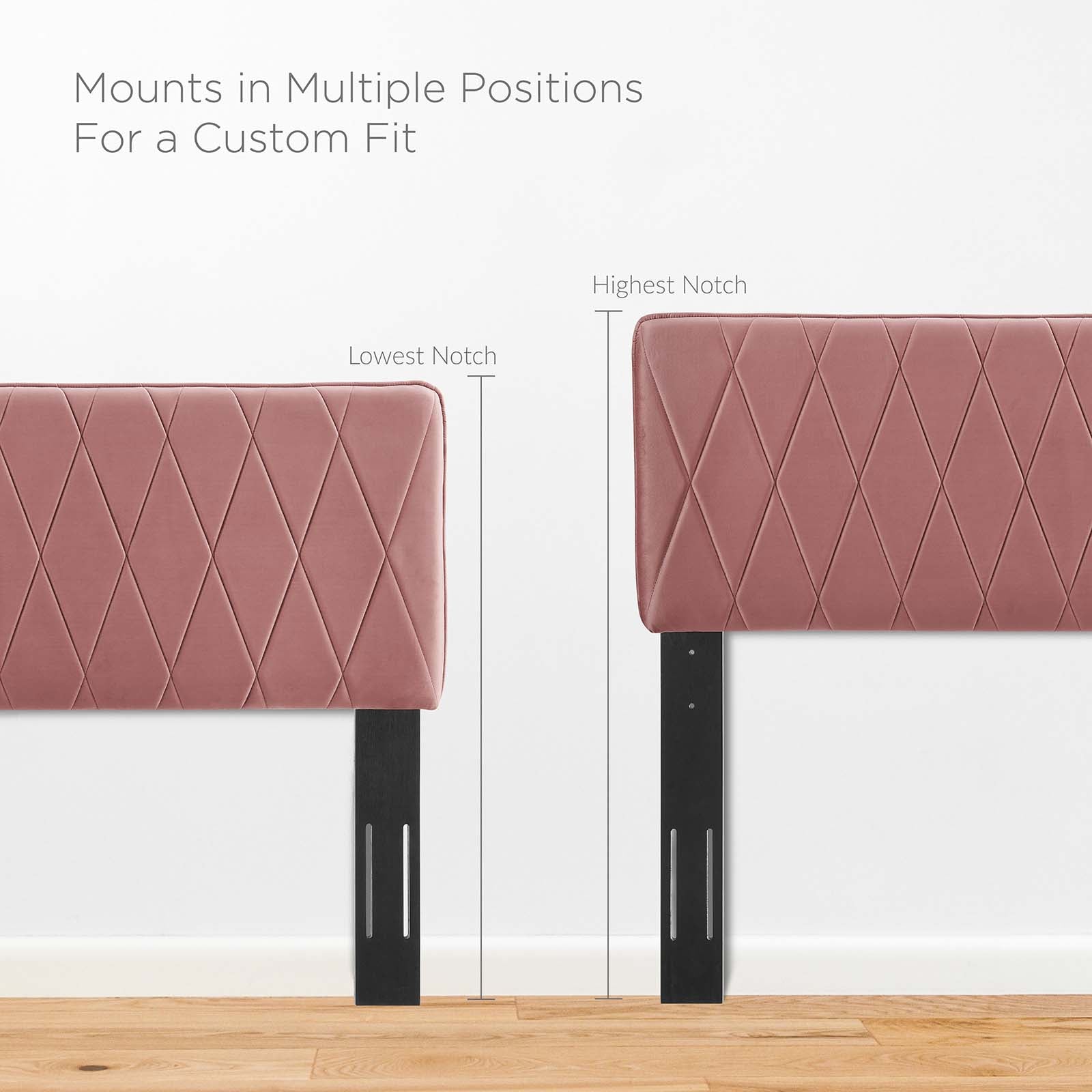 Modway Beds - Phillipa Performance Velvet Queen Platform Bed Dusty Rose